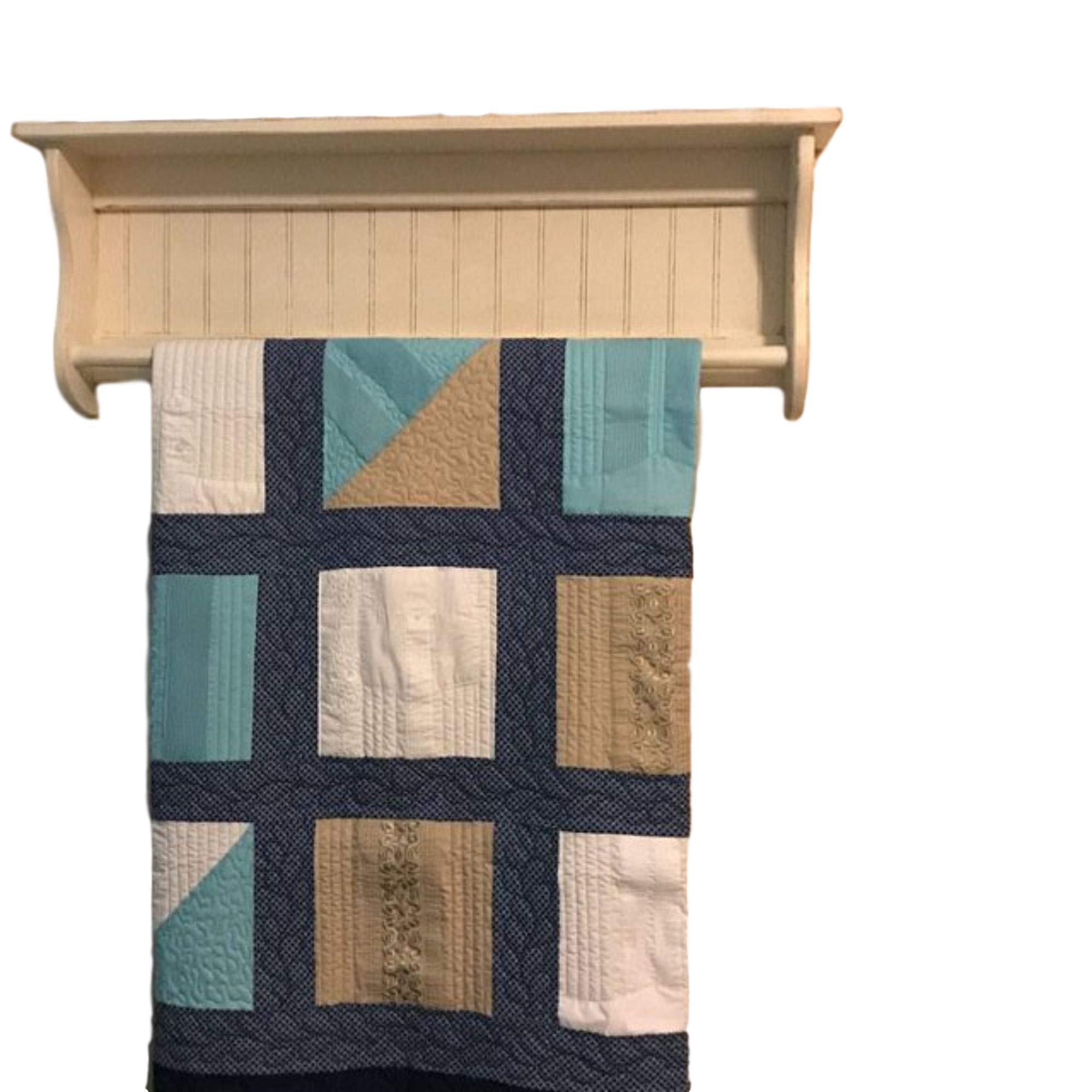 Rustic Wooden Towel Rack with Shelf - Blanket & Quilt Hanger Organizer - Bathroom & Bedroom Storage Solution for Towels, Blankets, and Linens