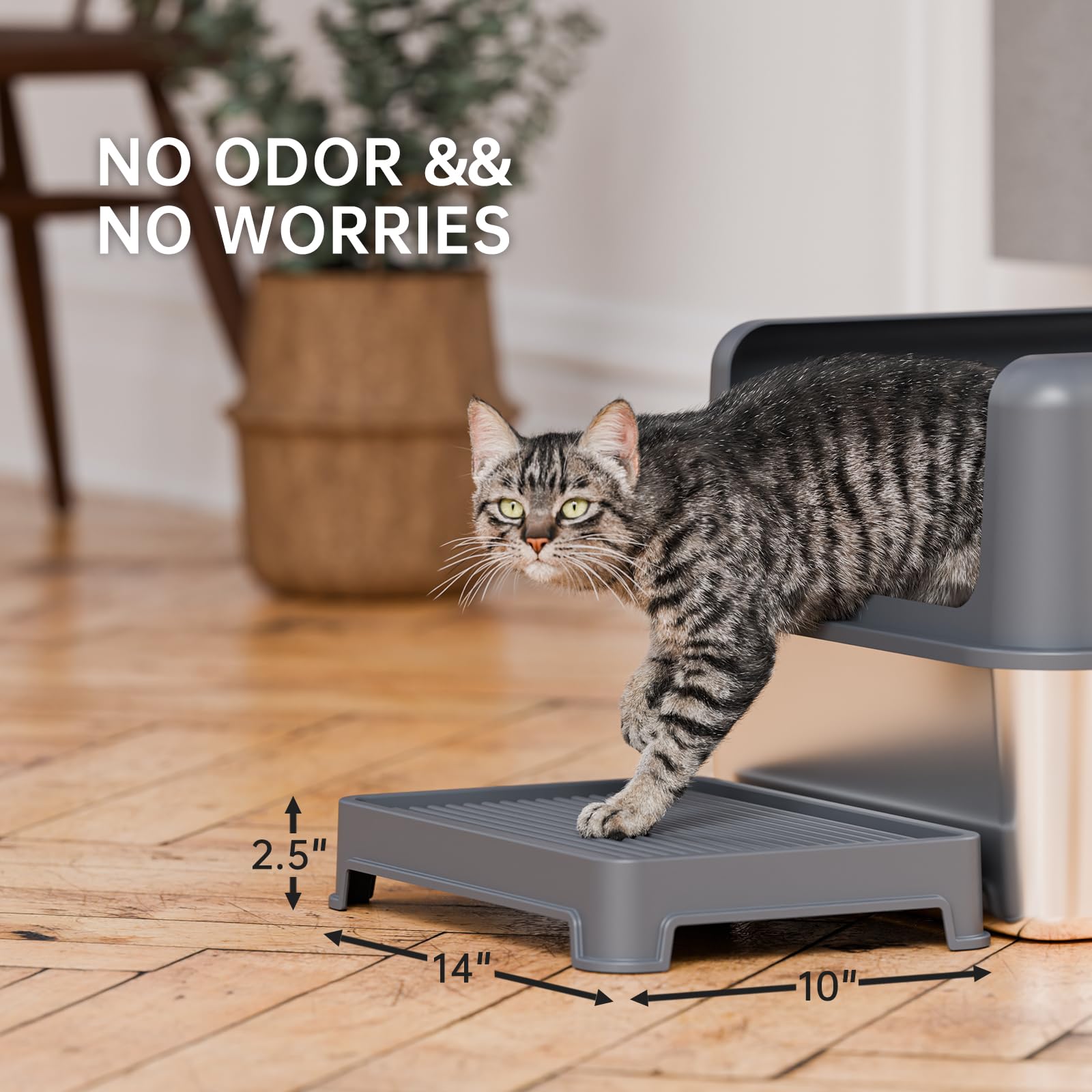 Washable Cat Litter Box Ramp with Filter Function - Non-Slip Pet Steps for Elderly & Small Cats (14