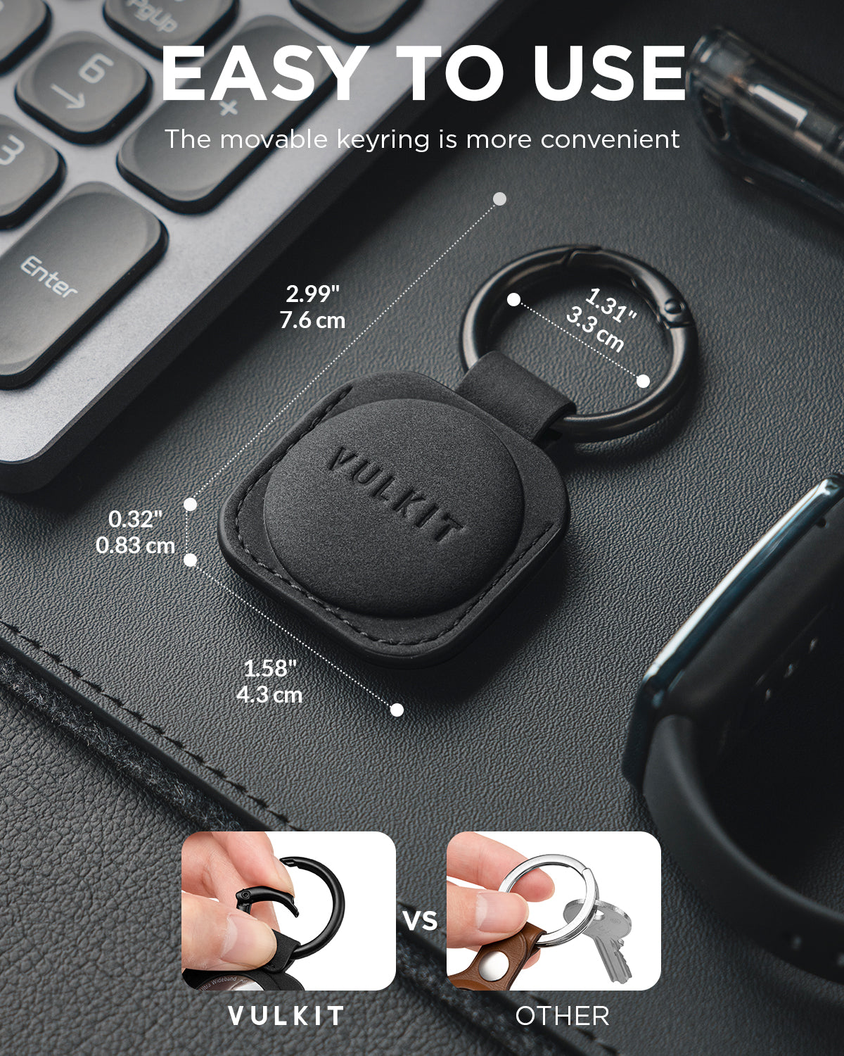 Durable Leather Keychain Case for Apple AirTag - Slim Protective Cover with Secure Hook for Keys, Luggage & Backpacks | Travel & Everyday Use