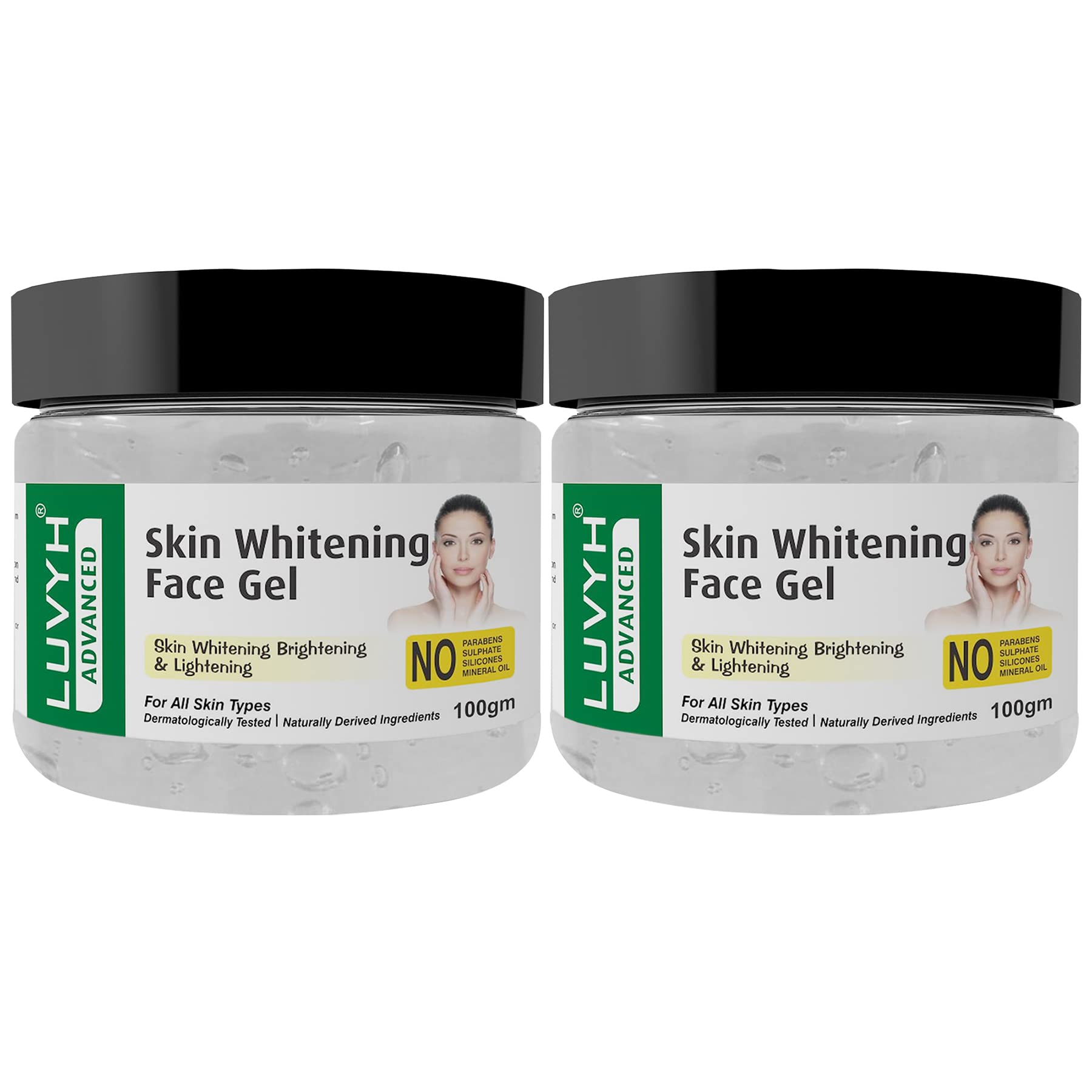 Luvyh Skin Whitening Face Massage Gel 200g (Pack of 2) - Brightening & Hydrating Facial Treatment for Glowing Skin | Perfect for Daily Skincare Routine & Spa Night