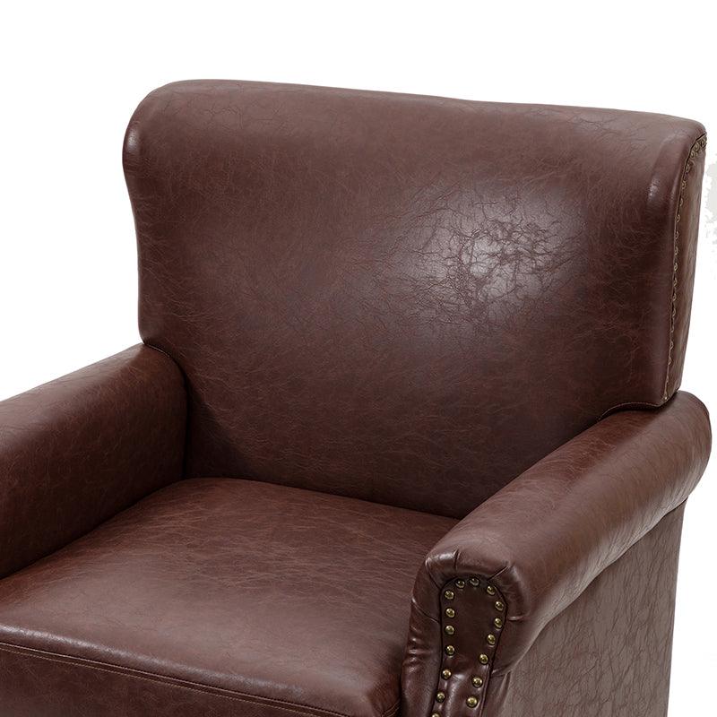 Luna Faux Leather Armchair - Modern PU Leather Accent Chair for Living Room, Bedroom & Office - Comfortable Mid-Century Style Lounge Chair with Sturdy Metal Legs