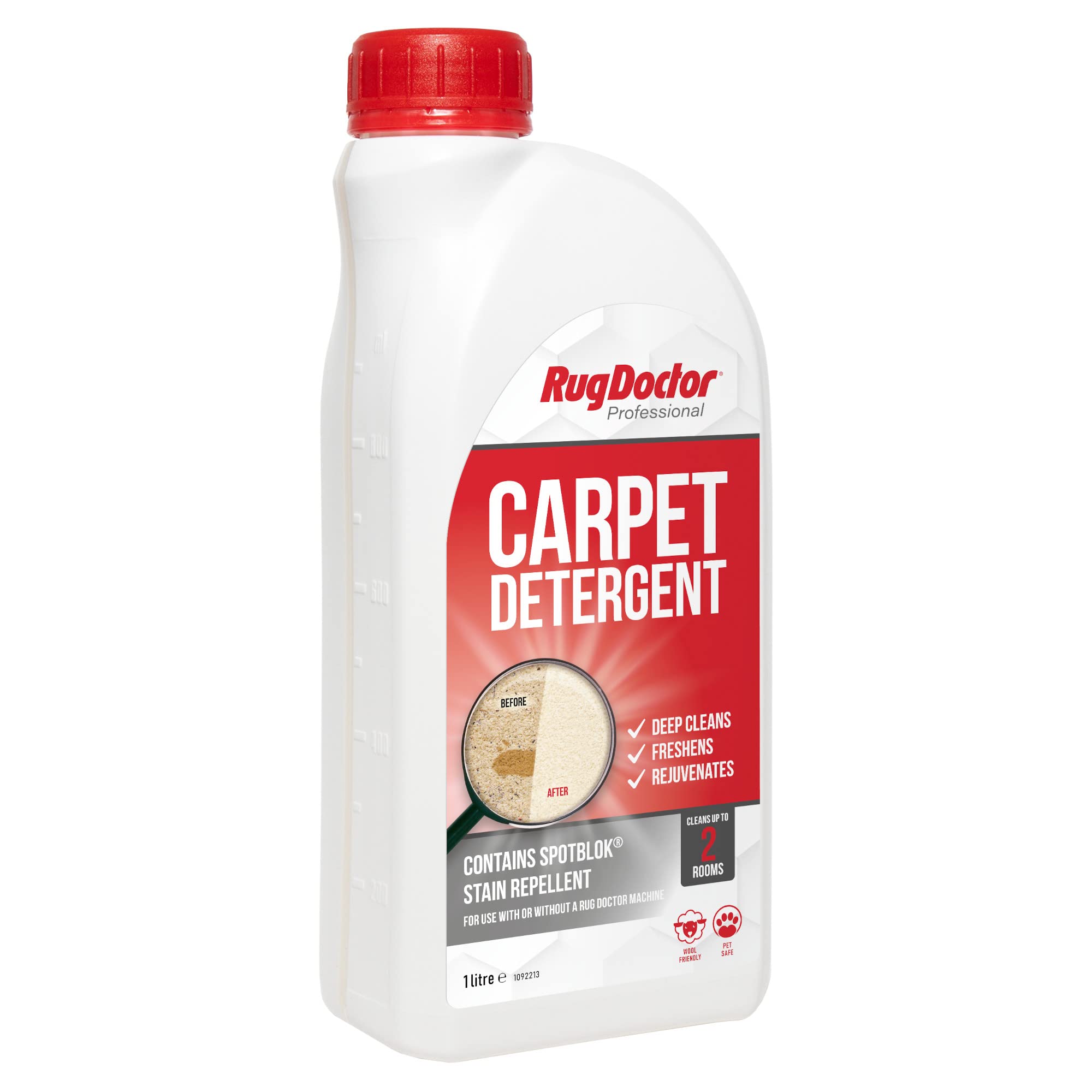 Rug Doctor Carpet Cleaner Detergent with SpotBlok Stain Prevention - 1 Liter (33.8 fl oz) for Deep Cleaning & Odor Removal - Perfect for Pets, Kids & High Traffic Areas
