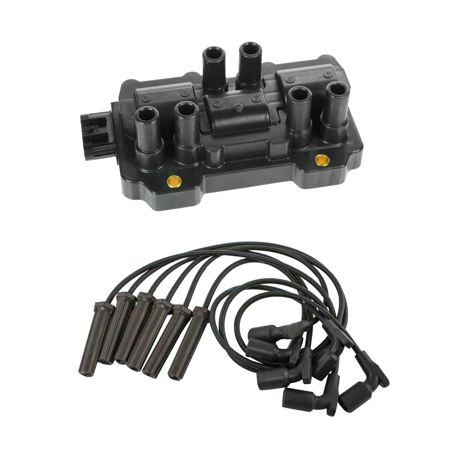 High Performance Ignition Coil & Spark Plug Wire Set - Compatible with 06-11 Buick, 06-10 Pontiac, 06-09 Saturn - Perfect for Engine Tune-Ups & Performance Upgrades