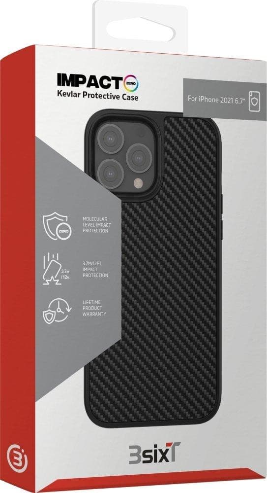 Impact Zero® Kevlar Protective Case for iPhone 13 Pro Max - Ultra Thin Military-Grade Shockproof Cover with Screen Protector for Everyday Use, Work & Outdoor Activities