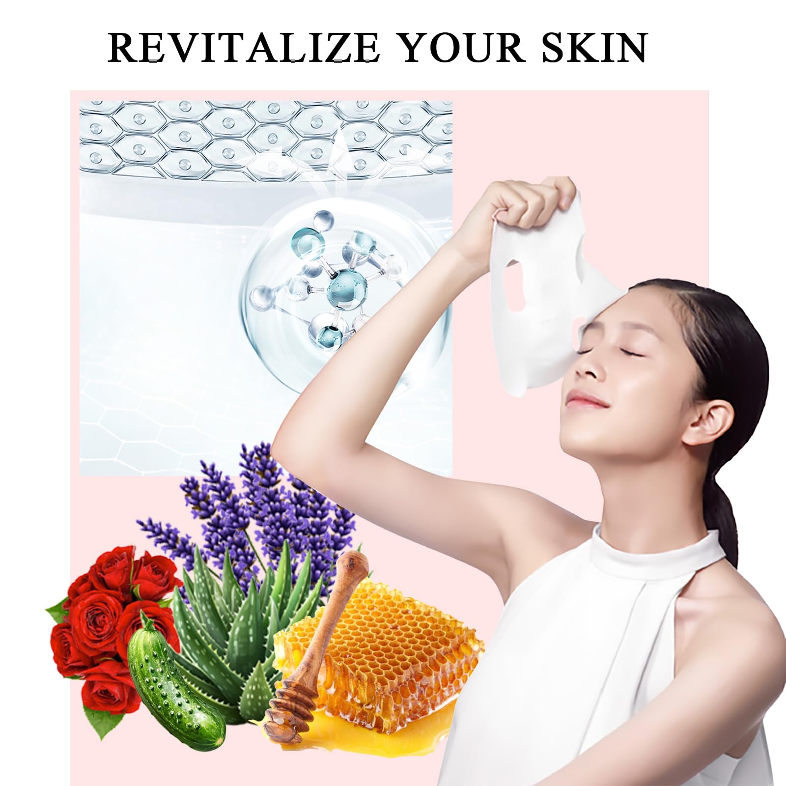 Korean Organic Fruit Collagen Face Mask with Aloe Vera, Vitamin C & B5 - 15 Pack Hydrating Sheet Masks for Glowing Skin | At-Home Spa Treatment, Self-Care Routine & Gift for Women