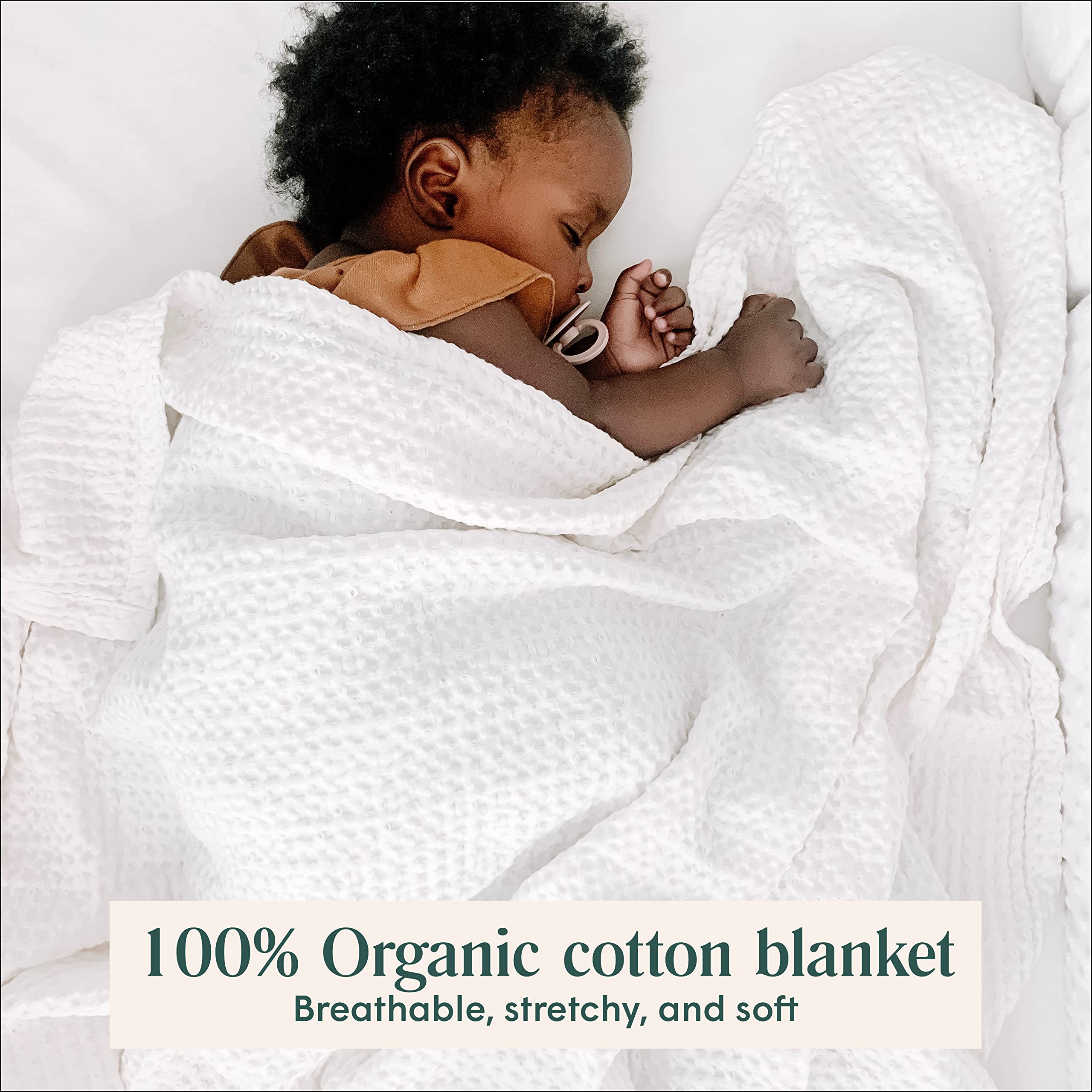 Simka Rose Waffle Baby Blanket - Ultra Soft & Breathable Cotton Swaddle Blanket for Newborns - Nursery, Stroller, Crib & Car Seat Cover - Gender Neutral Receiving Wrap for Baby Shower Gifts & Photo Props