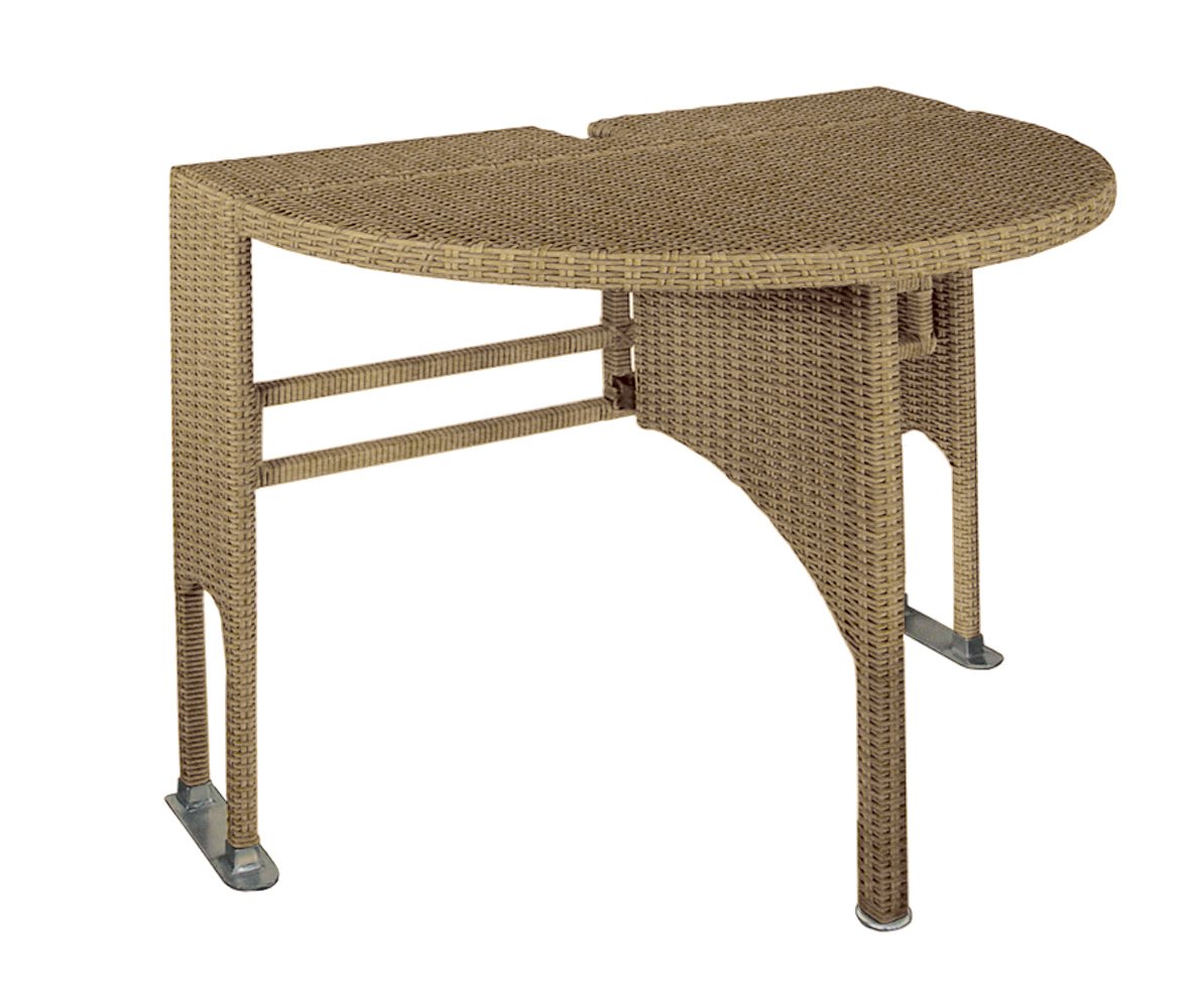 All-Weather Wicker Coffee Table Set with 7.5' Wide Patio Umbrella - Blue Olefin Canopy for Outdoor Terrace, Garden & Poolside Relaxation