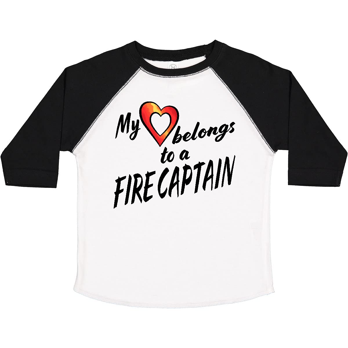 inktastic My Heart Belongs to a Fire Captain Red Heart Toddler T-Shirt - Cute Valentine's Day Gift for Kids & Firefighter Apparel