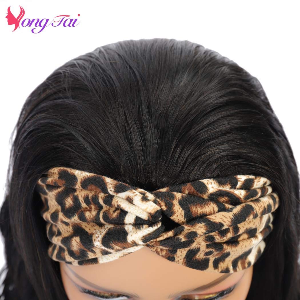 150% Density Glueless Human Hair Scarf Wig - Body Wave Headband Wig with Pre-Attached Scarf | No Lace Wear & Go Wig for Women | 22 Inch Natural Color | Perfect for Daily Wear, Parties & Protective Styling