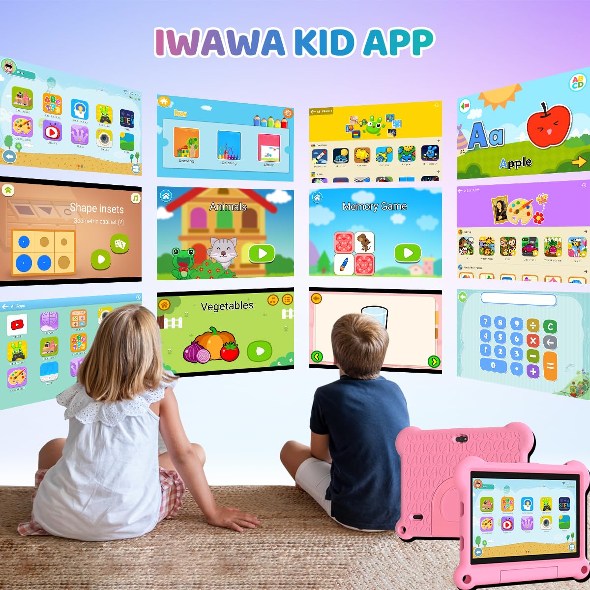 Kids Tablet 7 Inch - WiFi & SIM Card Support, Octa-Core Processor, 64GB/128GB Storage, 6000mAh Battery with GPS - Durable EVA Kid-Proof Case - Preloaded Educational Apps - Perfect Christmas & Birthday Gift for Boys Girls Ages 3-12 (Pink) - Ideal for Learning, Travel & Home Entertainment