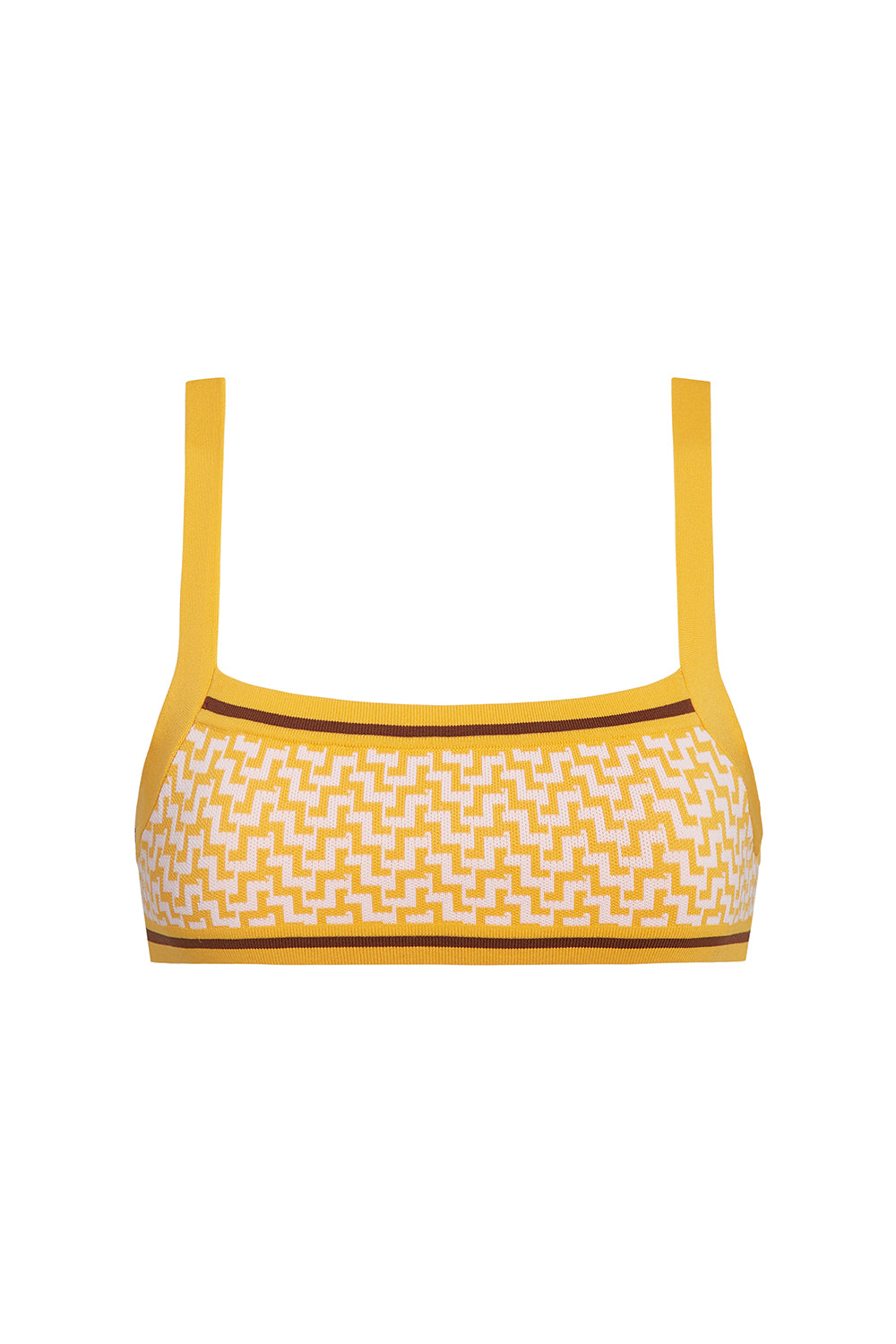 La Plage Top in Pink & Yellow Jacquard - Stylish Summer Beachwear for Women | Perfect for Vacations, Pool Parties & Casual Outings