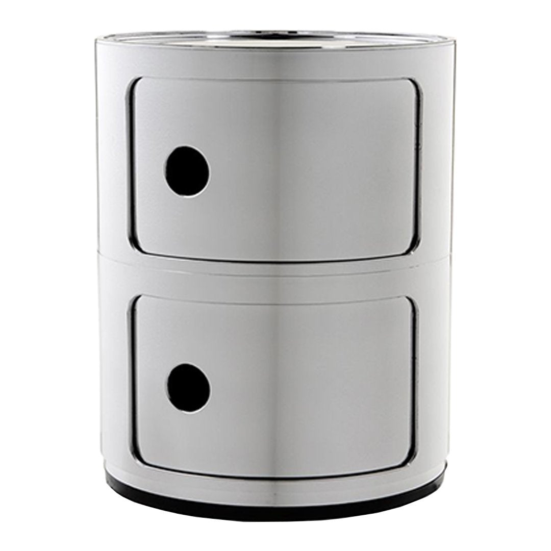 Componibili Round 2-Door Storage Tower - Modern Modular Cabinet for Bedroom, Living Room & Office Organization