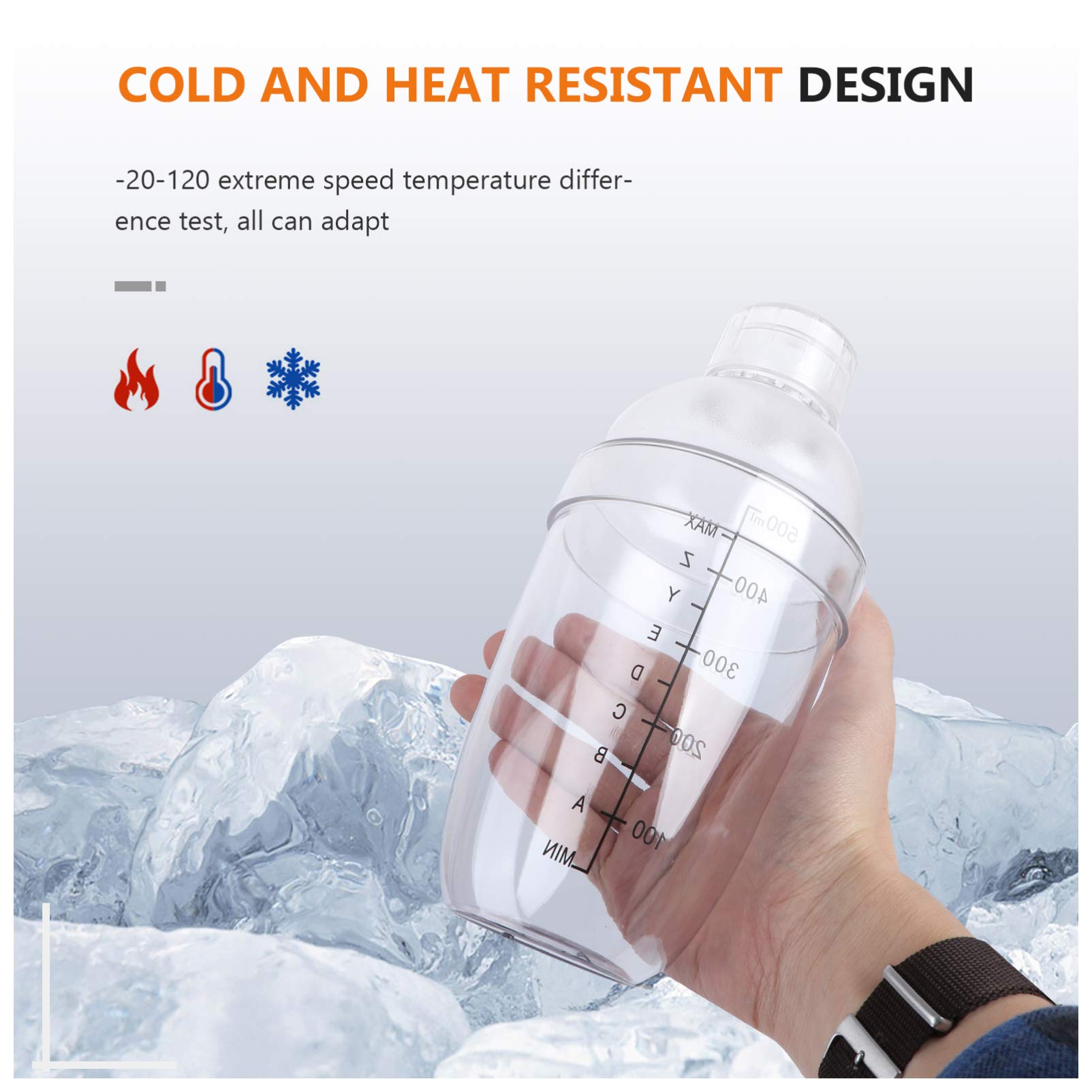 Cabilock Clear Glass Shaker Tea Pot - Cocktail Mixing Cup, Milk Mixer Bottle, Hand Drink Mixer for Wine, Cocktails, Milk Tea - Anti-Scalding, Durable Plastic & Glass Drinkware - Perfect for Home Bars, Coffee Shops, and Tea Parties
