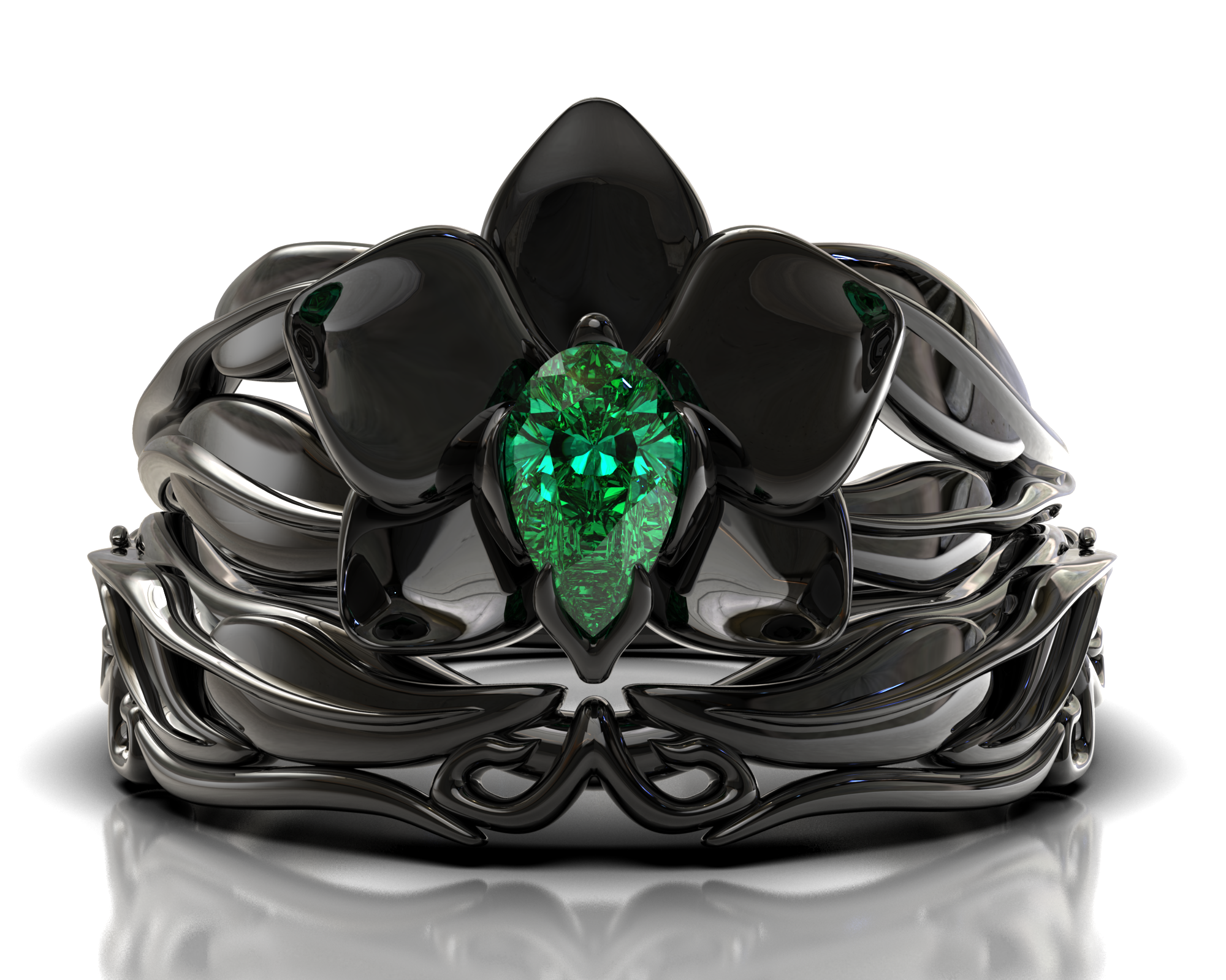 Black Gold Emerald Wedding Ring Set for Women - Elegant Bridal Jewelry for Engagement, Anniversary & Special Occasions