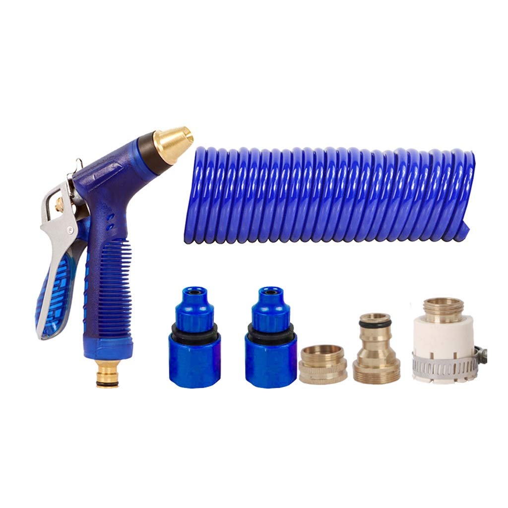 **GX Expandable Garden Hose 50FT - High Pressure Flexible Water Hose for Car Washing, Gardening, Lawn Care & Outdoor Cleaning with Spray Nozzle & Connector - Lightweight & Durable (Blue)**