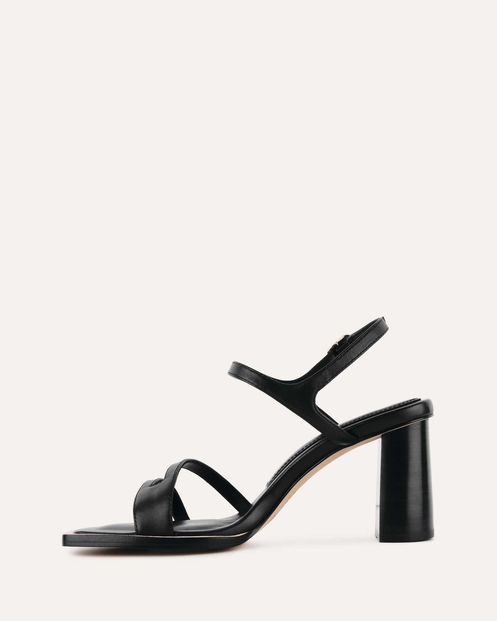 Casey Women's Black Leather High Heel Sandals - Elegant Dressy Strappy Heels for Weddings, Parties & Evening Events