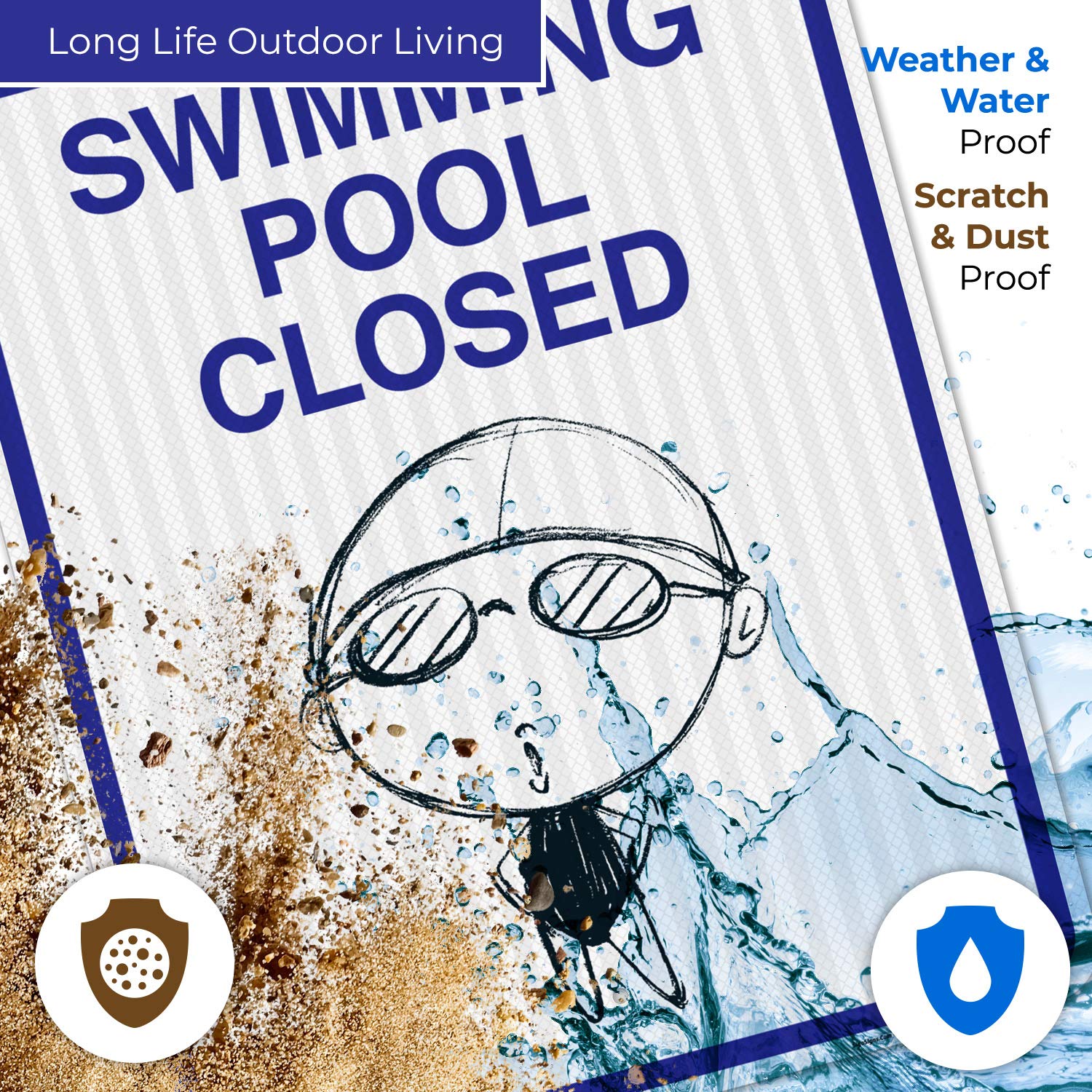 Pool Closed Sign - 24x30 Inches, Rust-Free .063 Aluminum, Fade Resistant Swimming Pool Sign for Indoor/Outdoor Use, Made in USA - Ideal for Public Pools, Hotels, and Community Centers