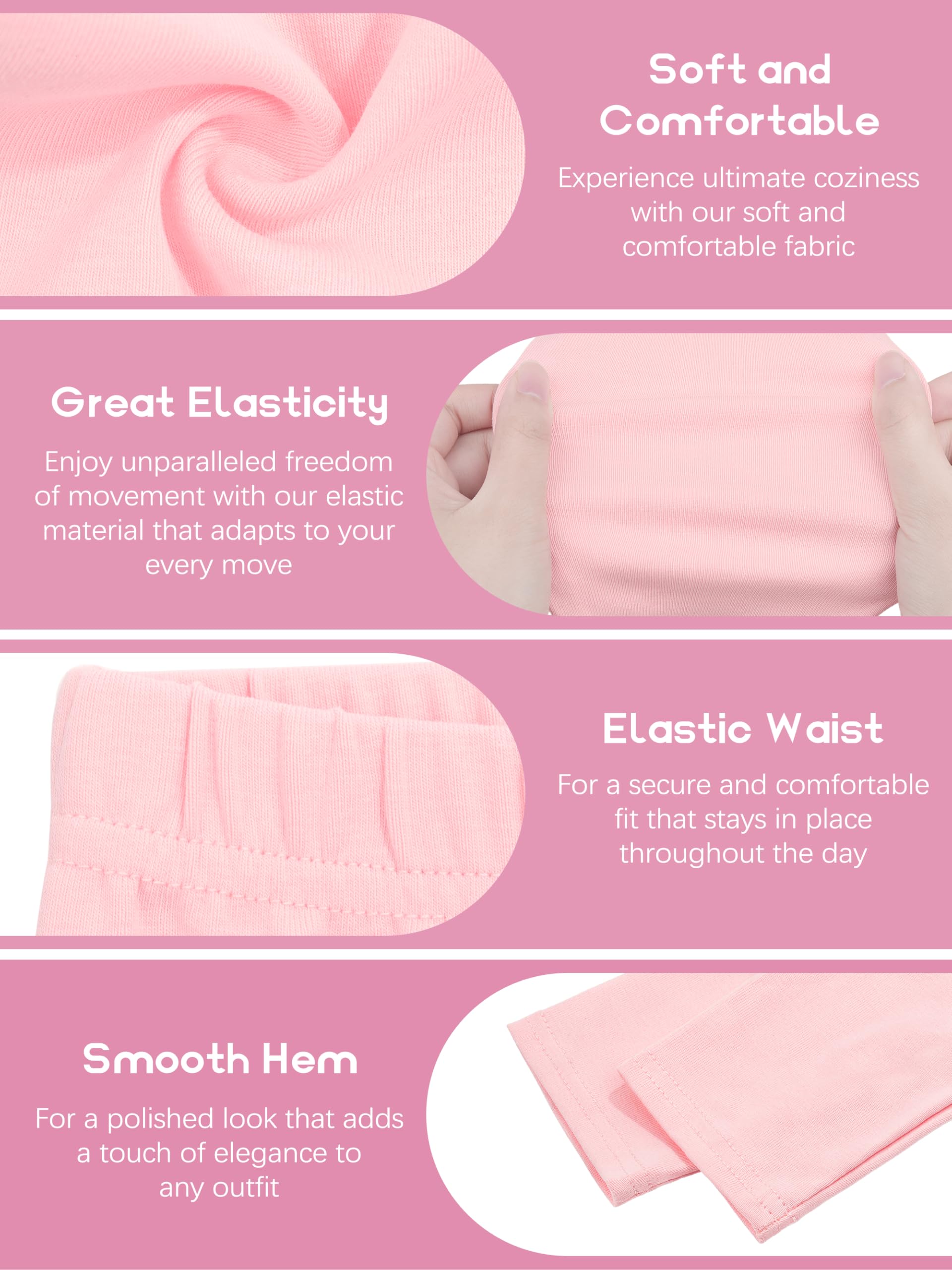 Resinta 3 Pack Girls Cotton Leggings - Soft Stretchy Full Length Footless Tights for Toddler & Kids - Perfect for School, Playtime & Everyday Wear