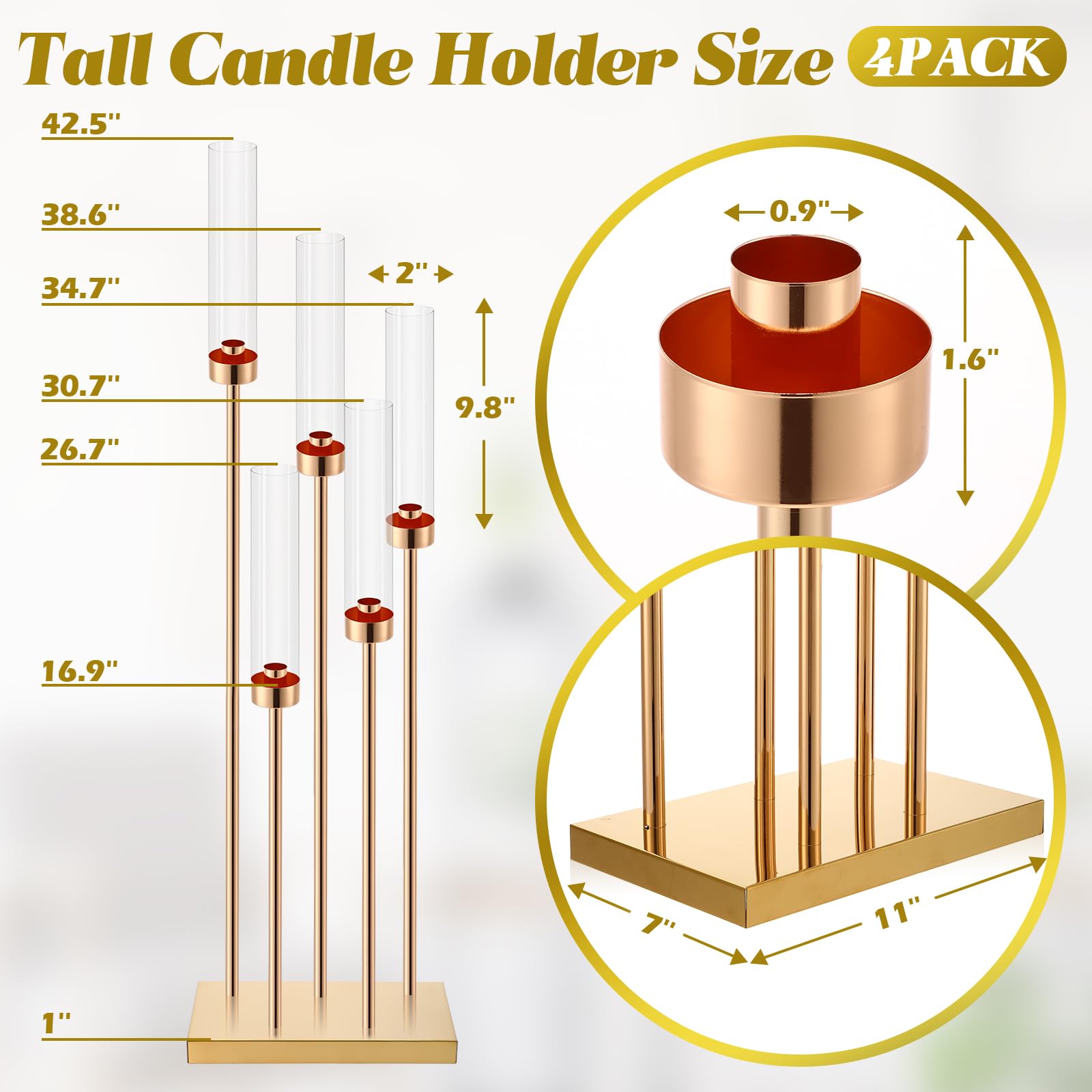 5-Arm Gold Candelabra Centerpiece - 42.5