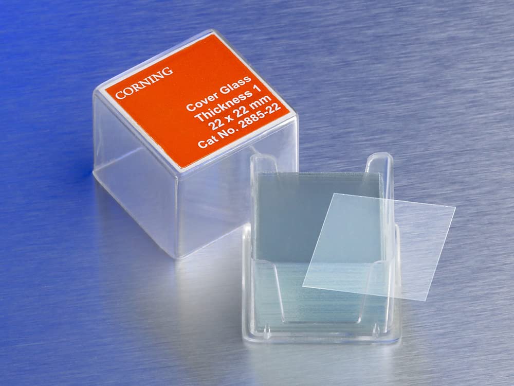 Corning 2845-22 Borosilicate Glass Square Cover Slides - 22mm x 22mm (Case of 2000) - Premium Lab Microscope Slides for Scientific Research & Education