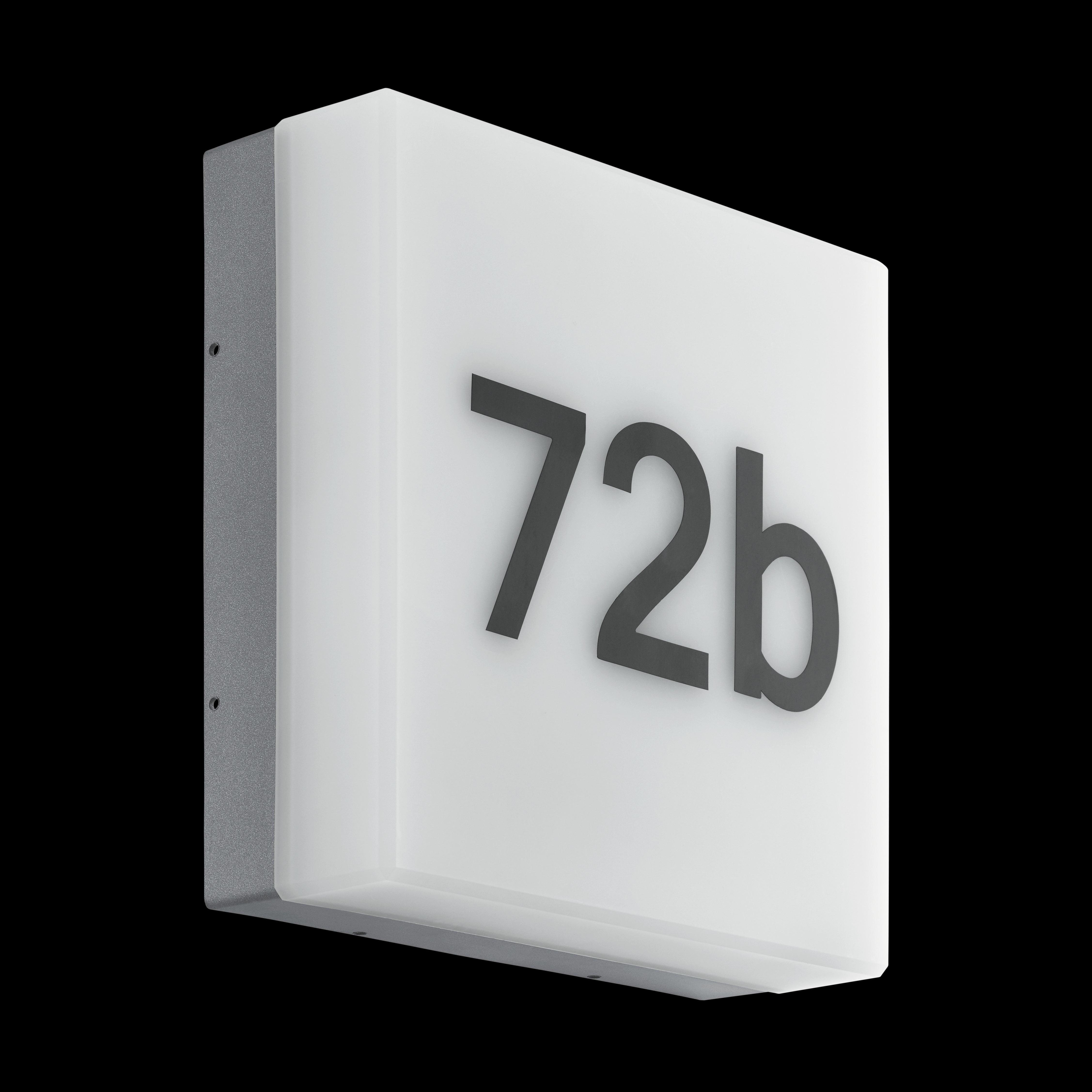 Eglo Cornale Grey Outdoor Wall Light with House Number - IP44 Rated, Weatherproof Exterior Lighting for Porch, Garage & Garden