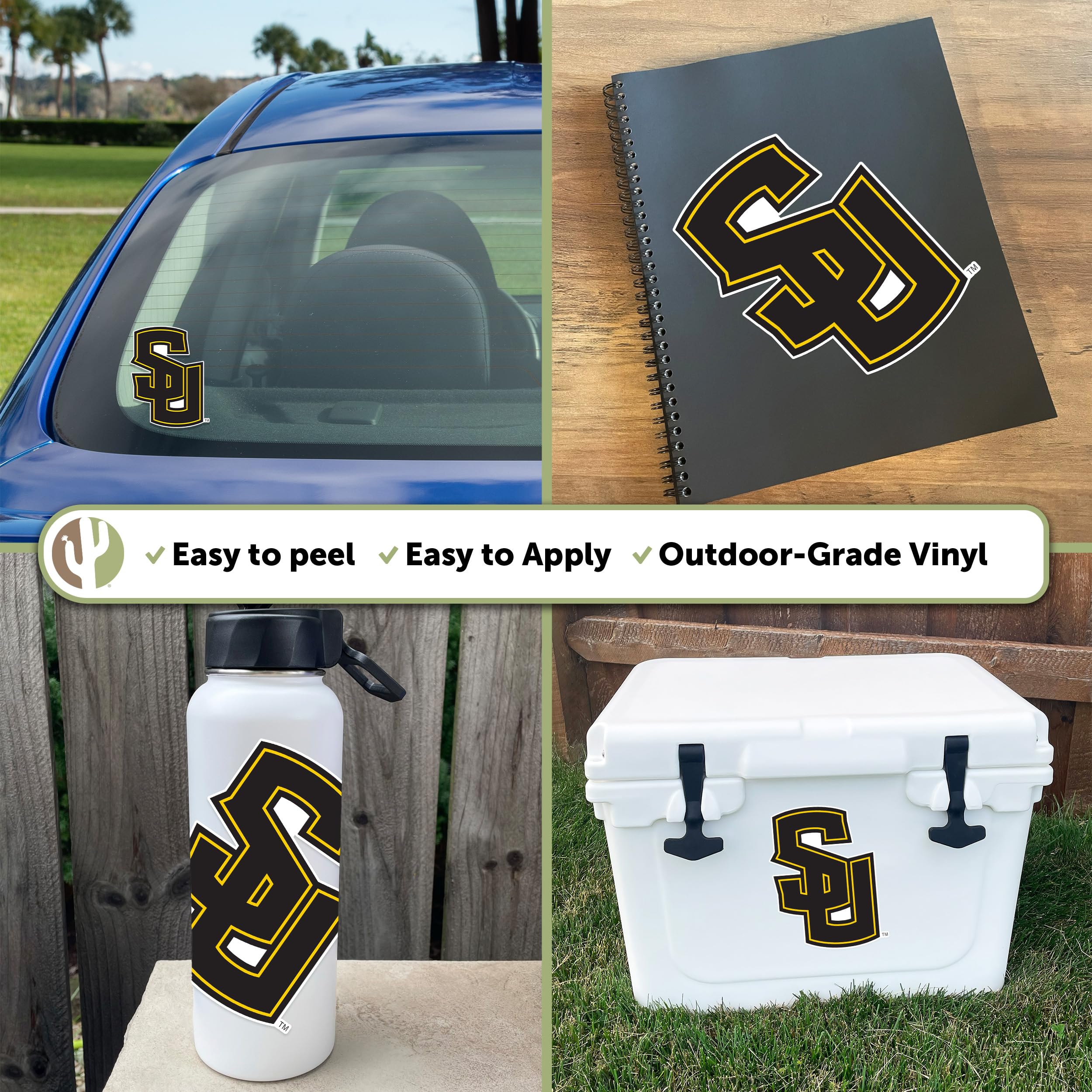 Southwestern University SU Pirates Desert Cactus Vinyl Decal Sticker - Waterproof Laptop, Water Bottle, Car, Scrapbook Decor - Perfect for College Dorm, School Spirit, and Fan Gifts
