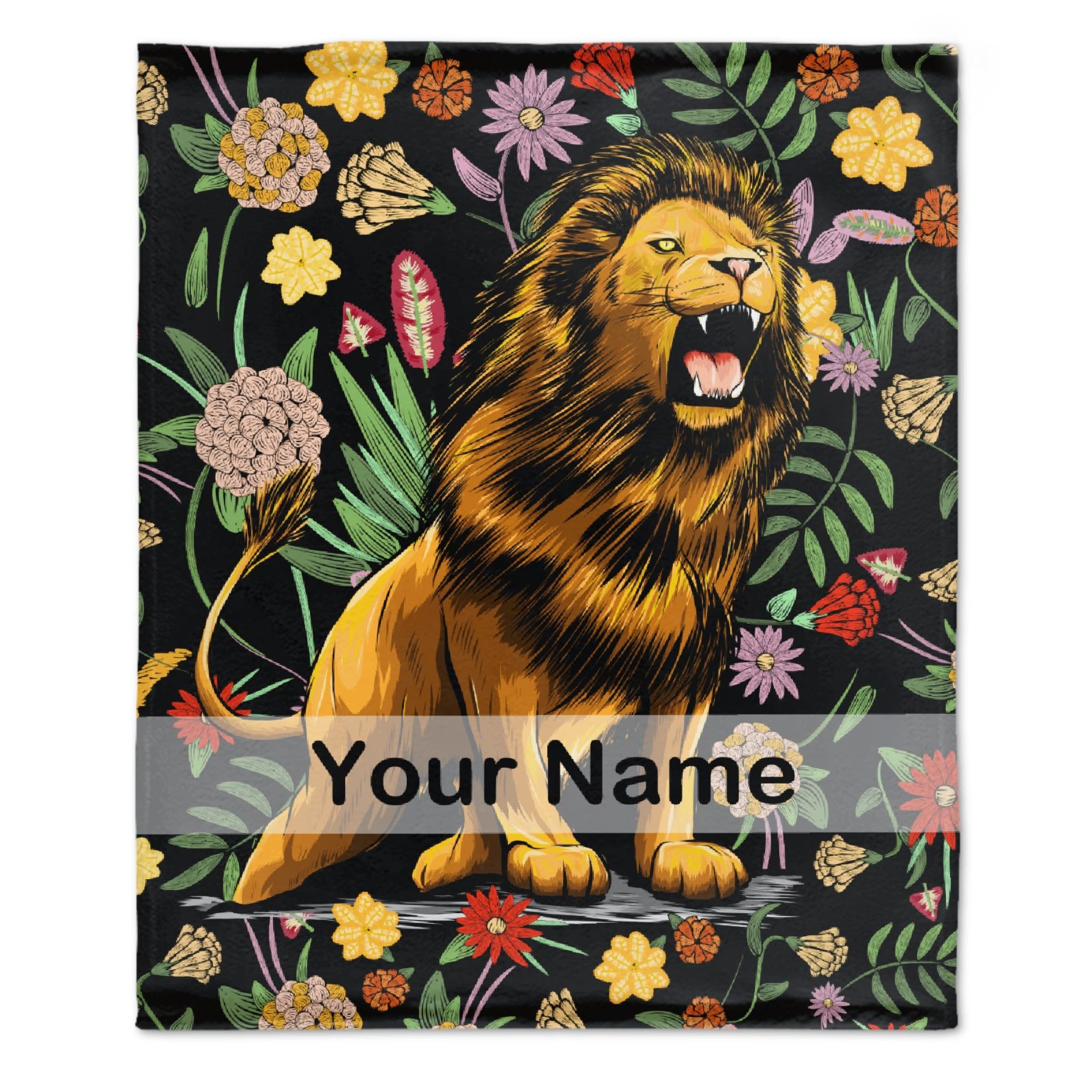 Anuruddha Personalized Giant 120x90 Inches Flannel Blanket with Custom Name - Ultra Soft & Cozy Lion Design Blanket for Family of 5+, Perfect Baby Gift for Boys & Girls | Great for Nursery, Bedroom, Camping & Picnics