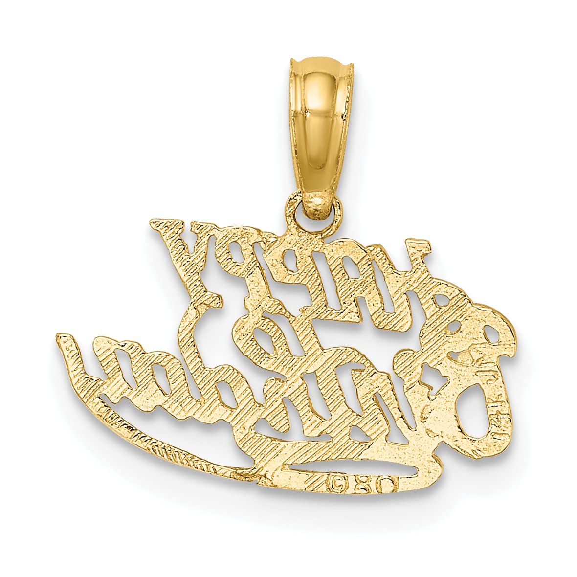 14k Yellow Gold Happy Birthday Charm Pendant - Elegant Solid Gold Jewelry Gift for Women, Best for Birthday Celebrations & Special Occasions