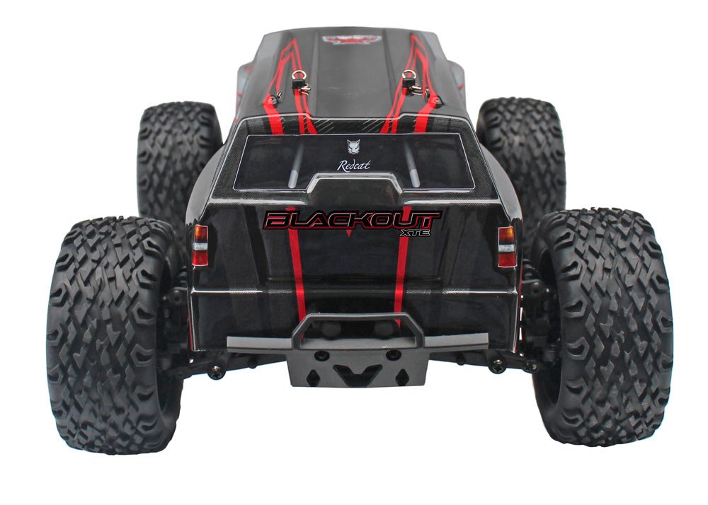 Redcat Racing Blackout XTE 1/10 Scale Electric Monster Truck - Waterproof RC Car for Off-Road Bashing, Silver/Red SUV Body (Blackout-XTE-SILVERSUV) | Ideal for Backyard Racing & Outdoor Adventure