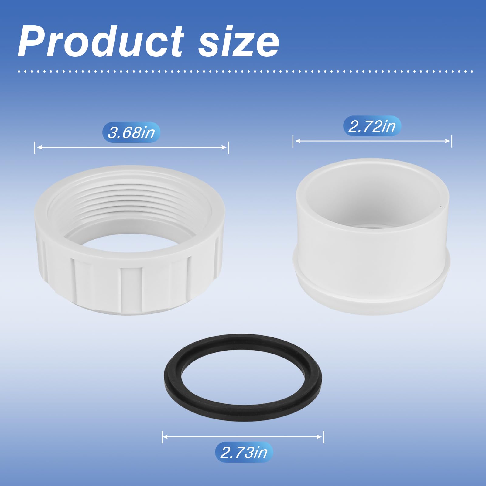 Raypack Pool Heater Replacement Parts - 2-Inch PVC Connector Heater Flange 006723F with Nut - Compatible with Rheem Pool Heaters (2-Pack) - Perfect for Pool Heating System Repairs and Maintenance
