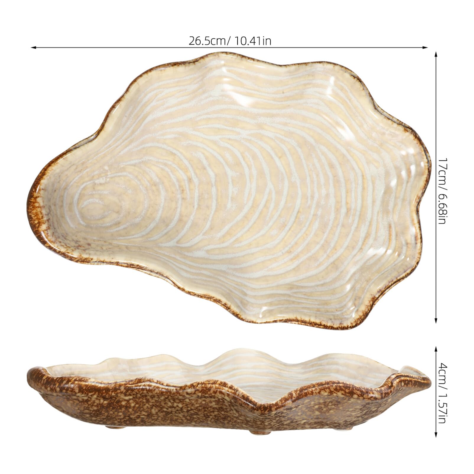 Luxshiny Ceramic Scalloped Candy Bowl - Elegant Seashell Design Serving Dish for Salads, Fruits, Snacks | Perfect for Home Kitchen, Restaurant & Party Decor
