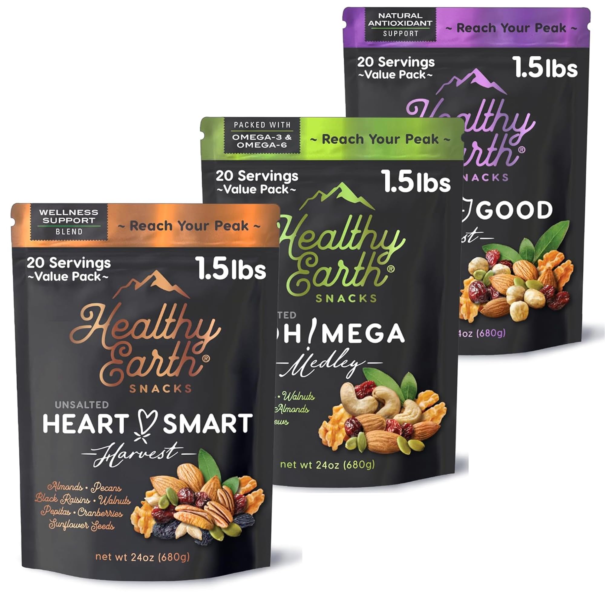 Premium Unsalted Mixed Nuts Trail Mix - Peanut Free, Sugar Free, Gluten Free Healthy Snacks | High Protein, High Fiber, No Preservatives Gourmet Snack Bundle (3-Pack) | Perfect for Hiking, Office Snacking & Keto Diet