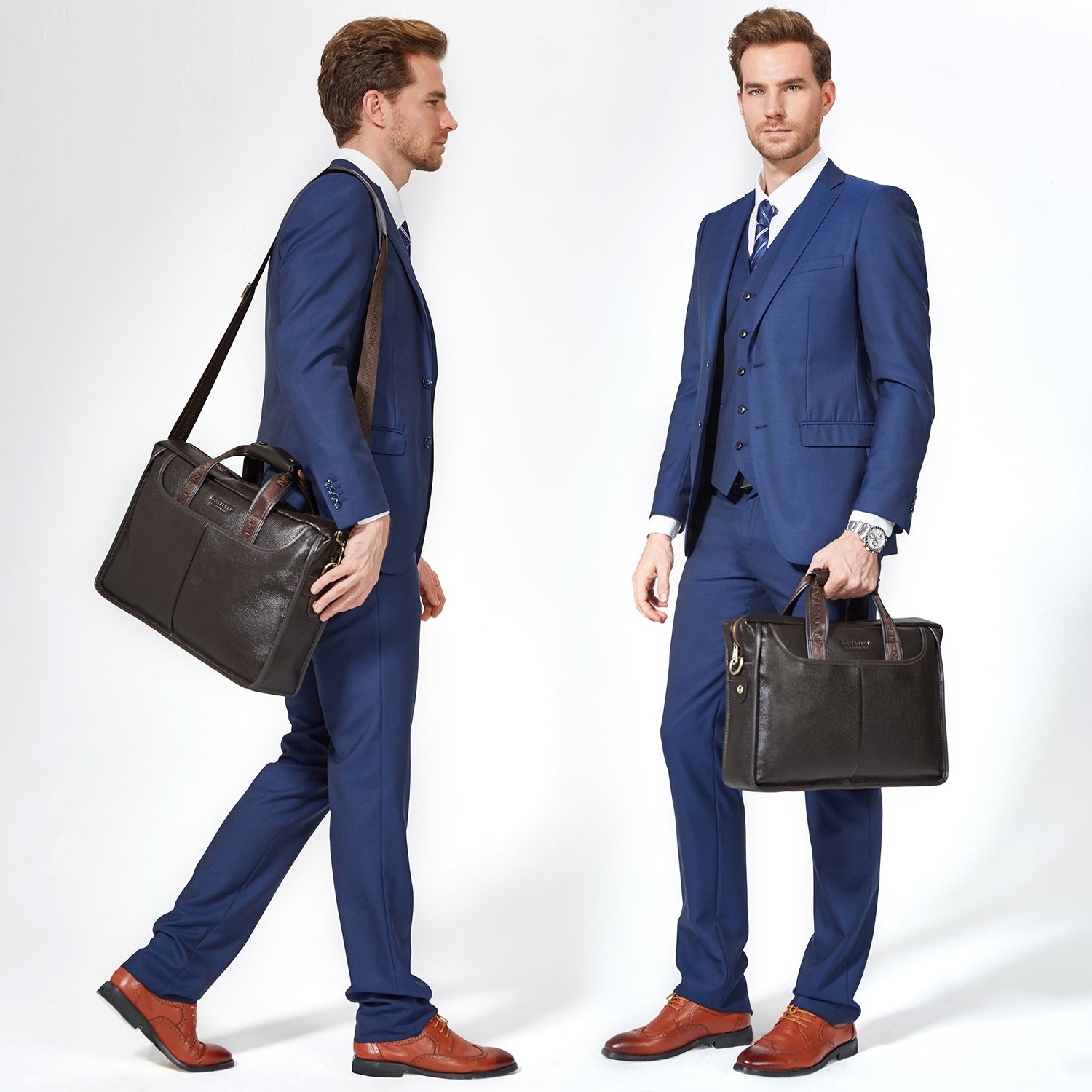 Premium Genuine Leather Messenger Bag for Men - Classic Business Briefcase with 14 Inch Laptop Compartment | Ideal for Office, Work, Travel & Daily Commute