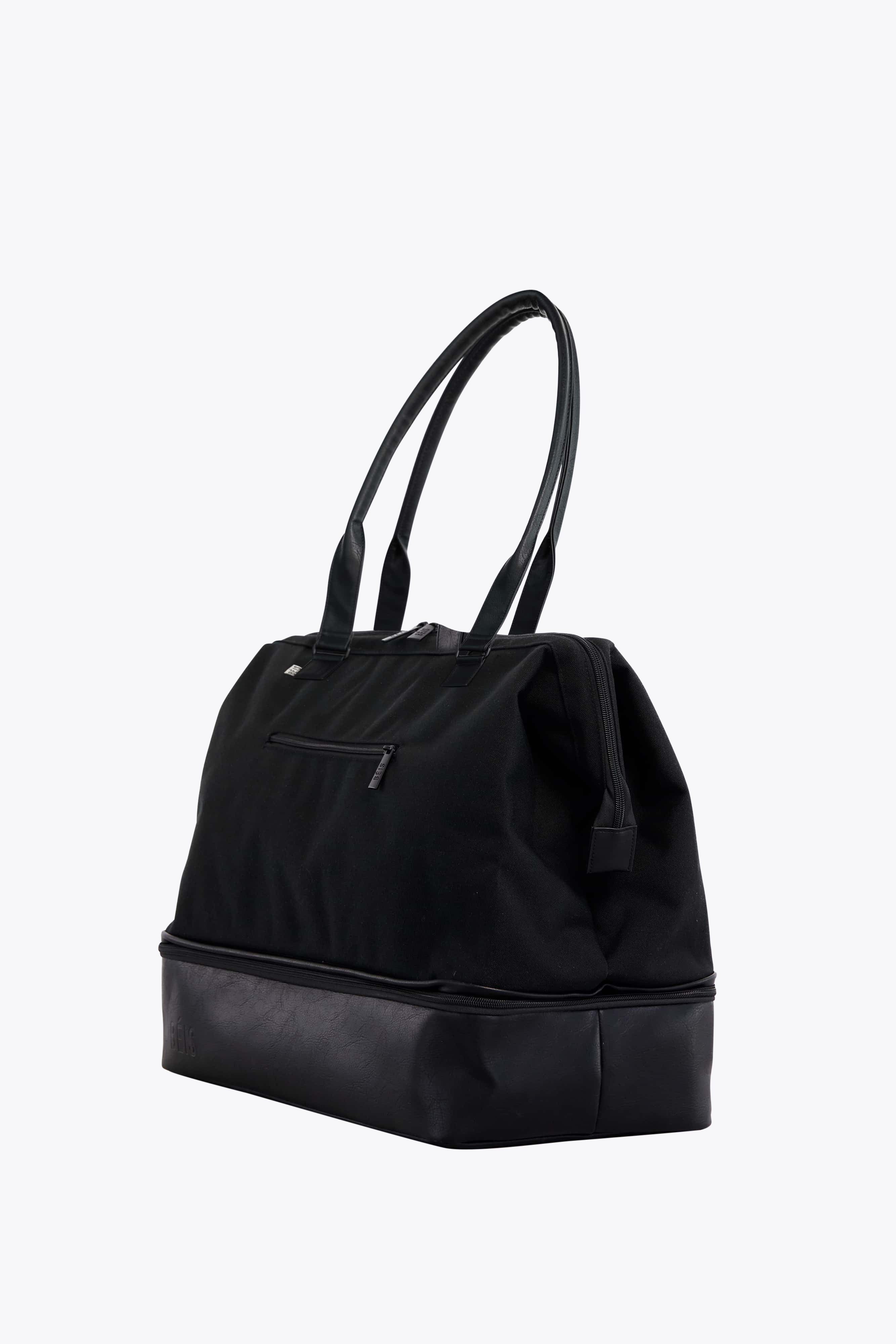Black Convertible Weekender Bag - Stylish & Spacious Travel Duffel for Weekend Getaways, Gym, Work & Overnight Trips