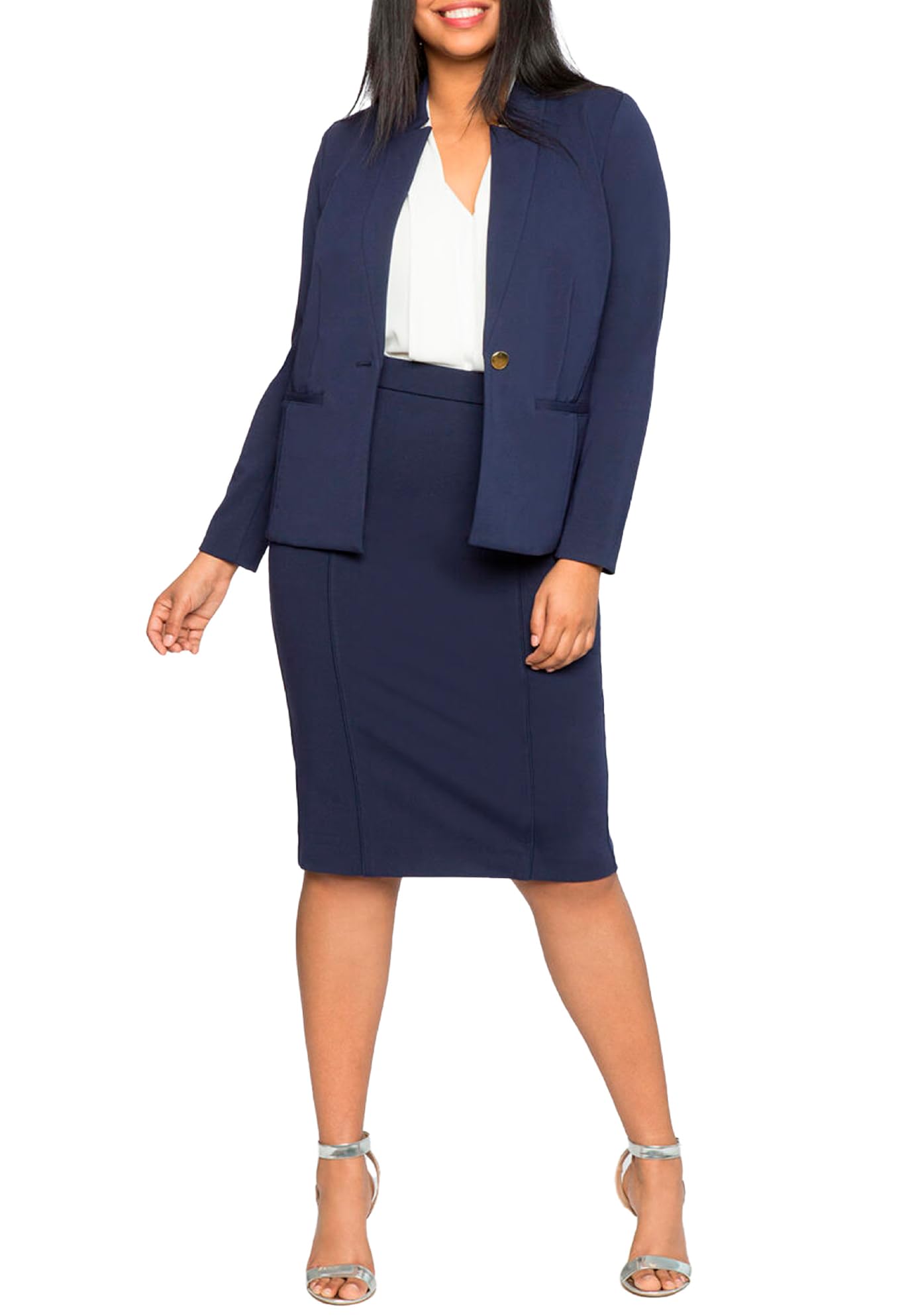 ELOQUII Women's Plus Size Ultimate Stretch Pencil Skirt - Comfortable & Flattering Workwear for Office & Business Casual Outfits