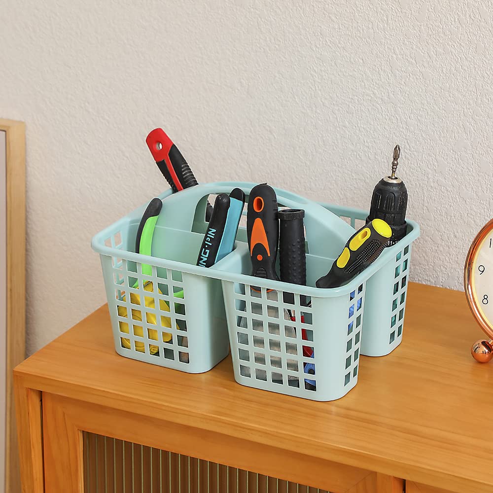 Plastic Cleaning Caddy with Handle - Shower & Garden Storage Basket (Blue)