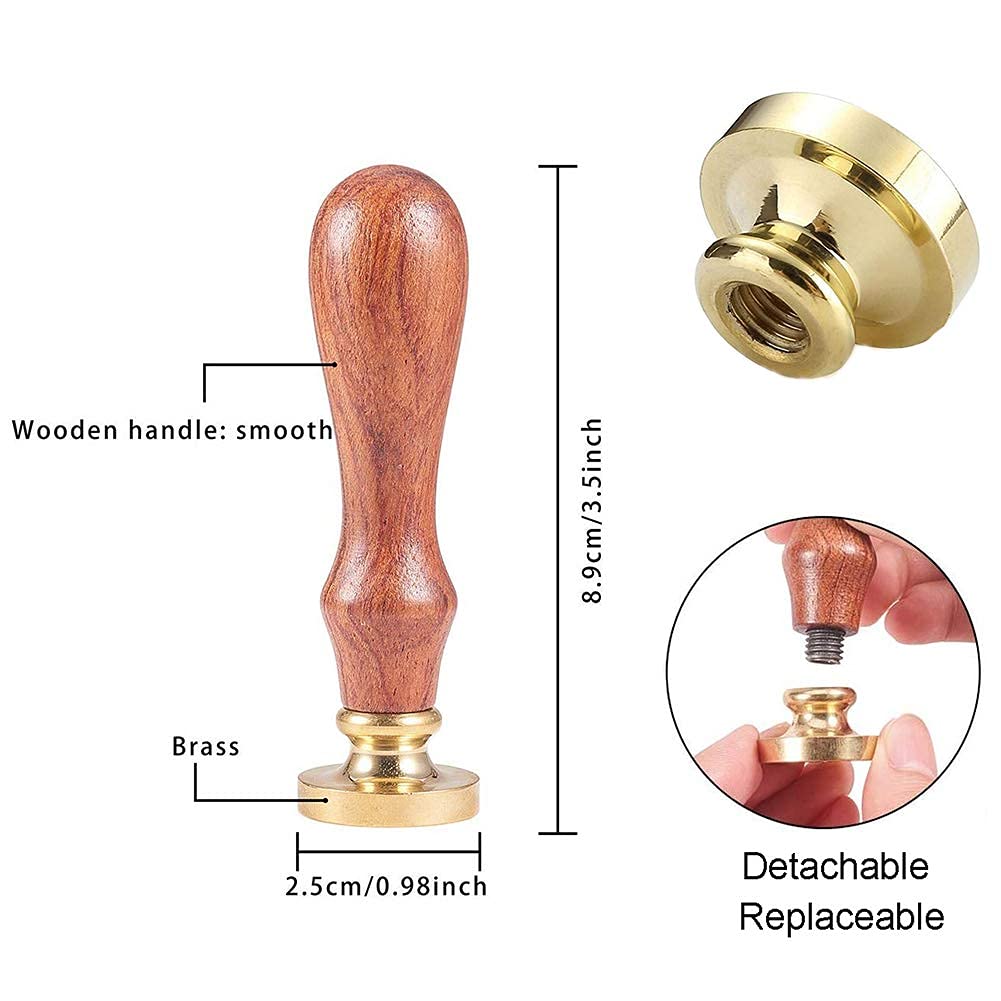 Vintage Brass Diamond Wax Seal Stamp - 25mm Removable Head with Wood Handle for Wedding Invitations, Halloween, Christmas & Thanksgiving - Elegant Envelope Sealing Wax Stamps for DIY Crafts, Letters & Special Occasions