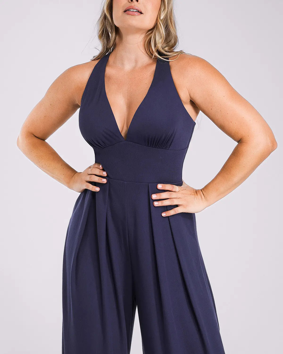 Deep V Neck Slimming Jumpsuit for Women - Tummy Control Bodysuit with Built-in Shapewear - Perfect for Parties, Date Nights & Special Occasions