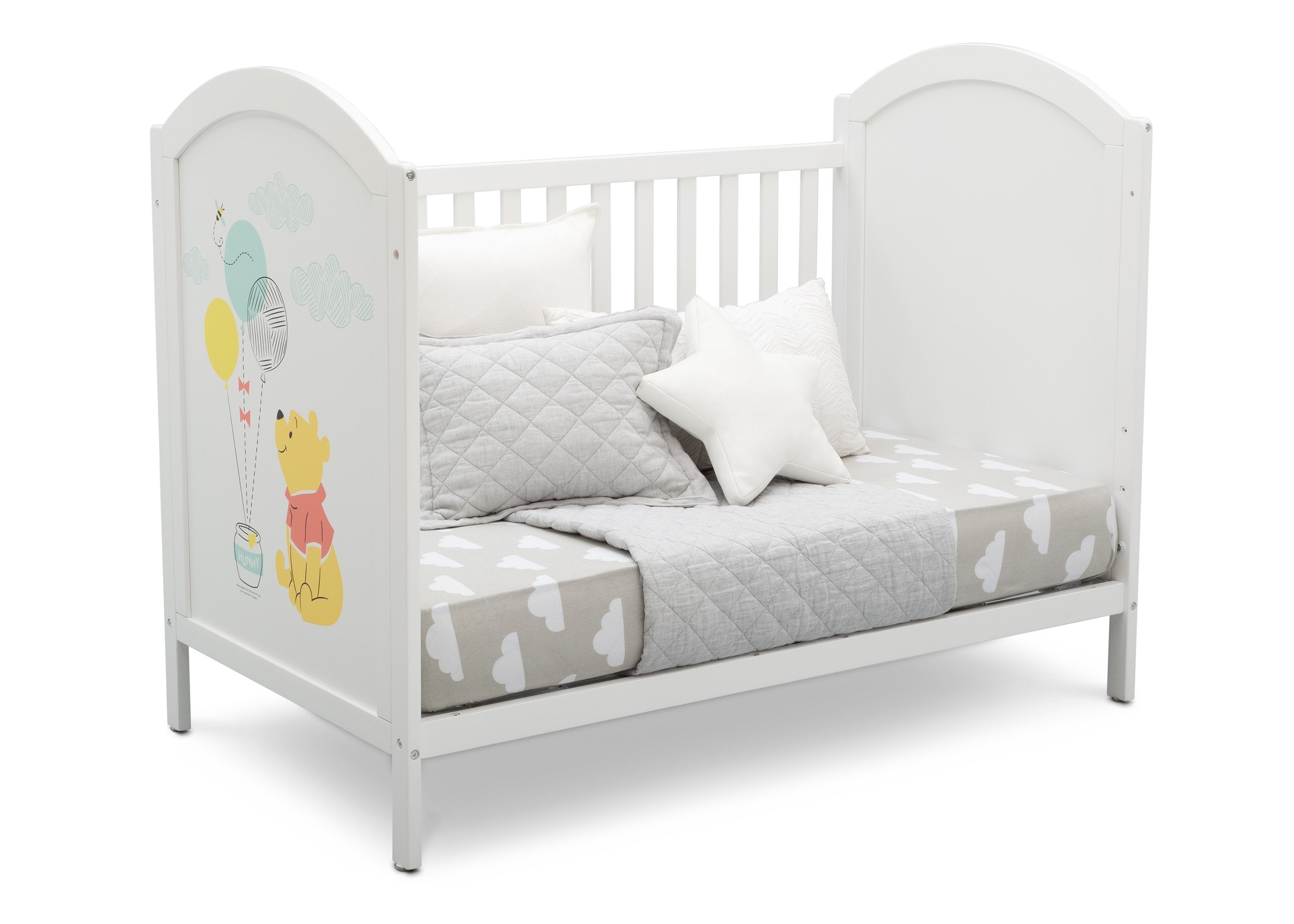 Winnie The Pooh 4-in-1 Convertible Baby Crib - Nursery Furniture for Newborn to Toddler - Perfect for Bedroom, Daycare & Gift
