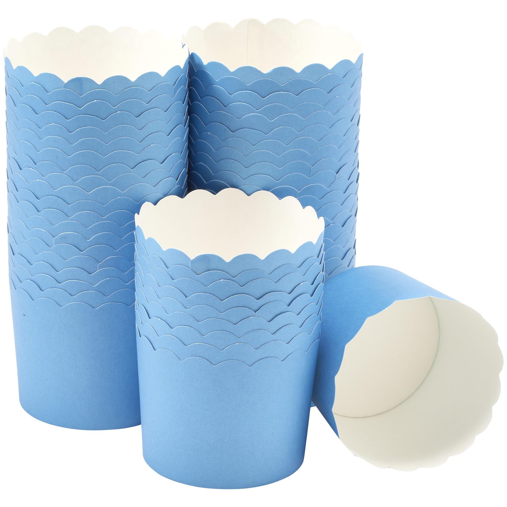 DecoPac Blue Scalloped Baking Cups - 50 Count Oven Safe Cupcake Liners with Delicate Edges for Perfect Cupcakes, Muffins & Party Desserts | Ideal for Baking, Birthday Parties & Holiday Treats