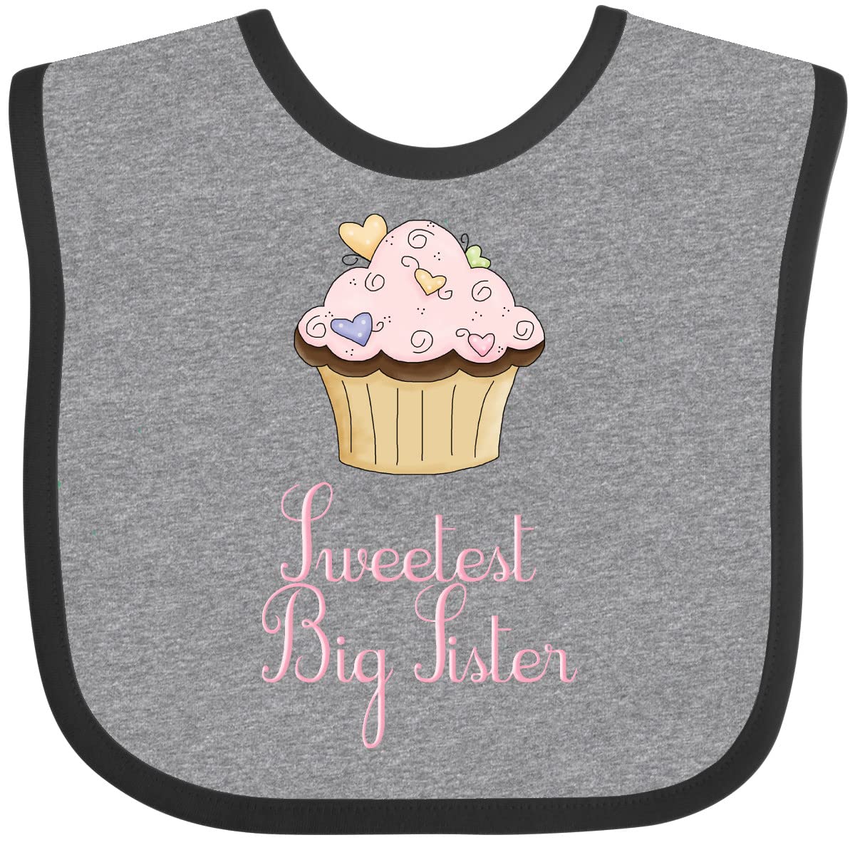Inktastic Sweetest Big Sister Baby Bib - Soft Cotton Adjustable Bib for Toddlers & Infants - Perfect for Feeding, Mealtime, and Messy Play - Cute Gift for New Siblings
