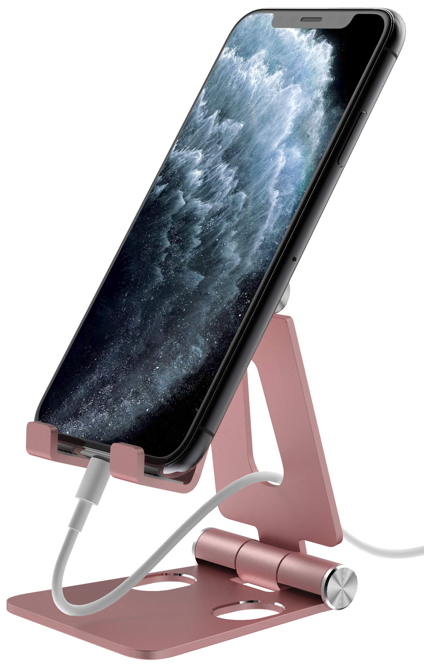 Aduro U-Rise Adjustable & Foldable Aluminum Phone Stand - Universal Smartphone Holder for Desk, Table, Office, Home - Rose Gold | Perfect for Watching Videos, Video Calls & Hands-Free Use