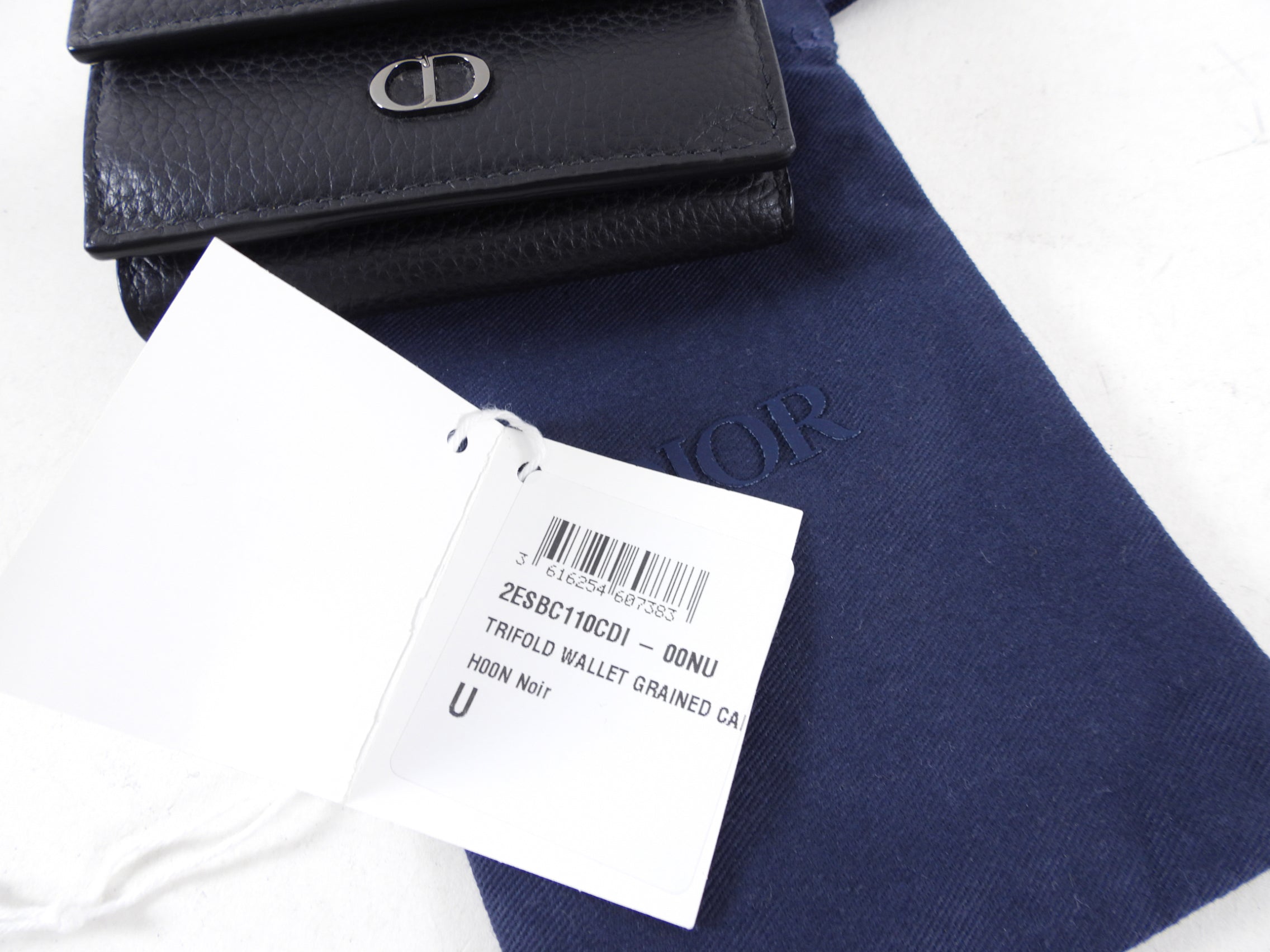 Christian Dior CD Icon Black Grained Leather Trifold Compact Wallet for Women - Luxury Designer Wallet for Everyday Use, Travel & Gifts