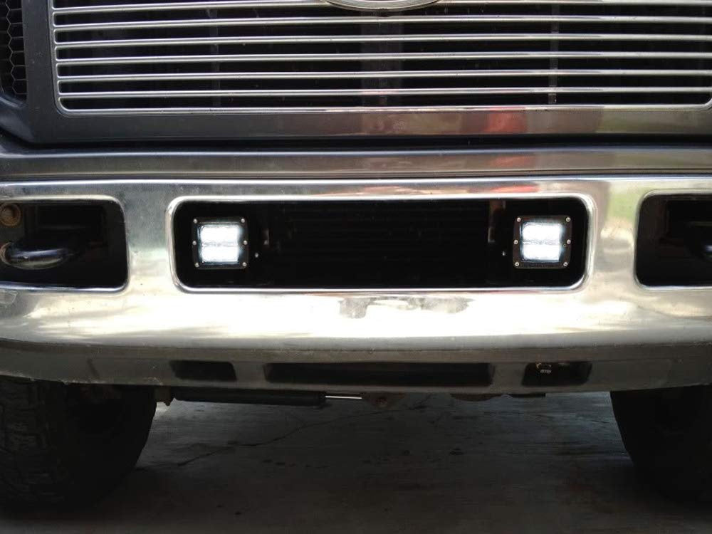 24W LED Pods with Fog Light Bracket & Wiring Kit - Compatible with 2005-2007 Ford F250 F350 F450 Super Duty Trucks - Perfect for Off-Roading, Night Driving, and Foggy Conditions