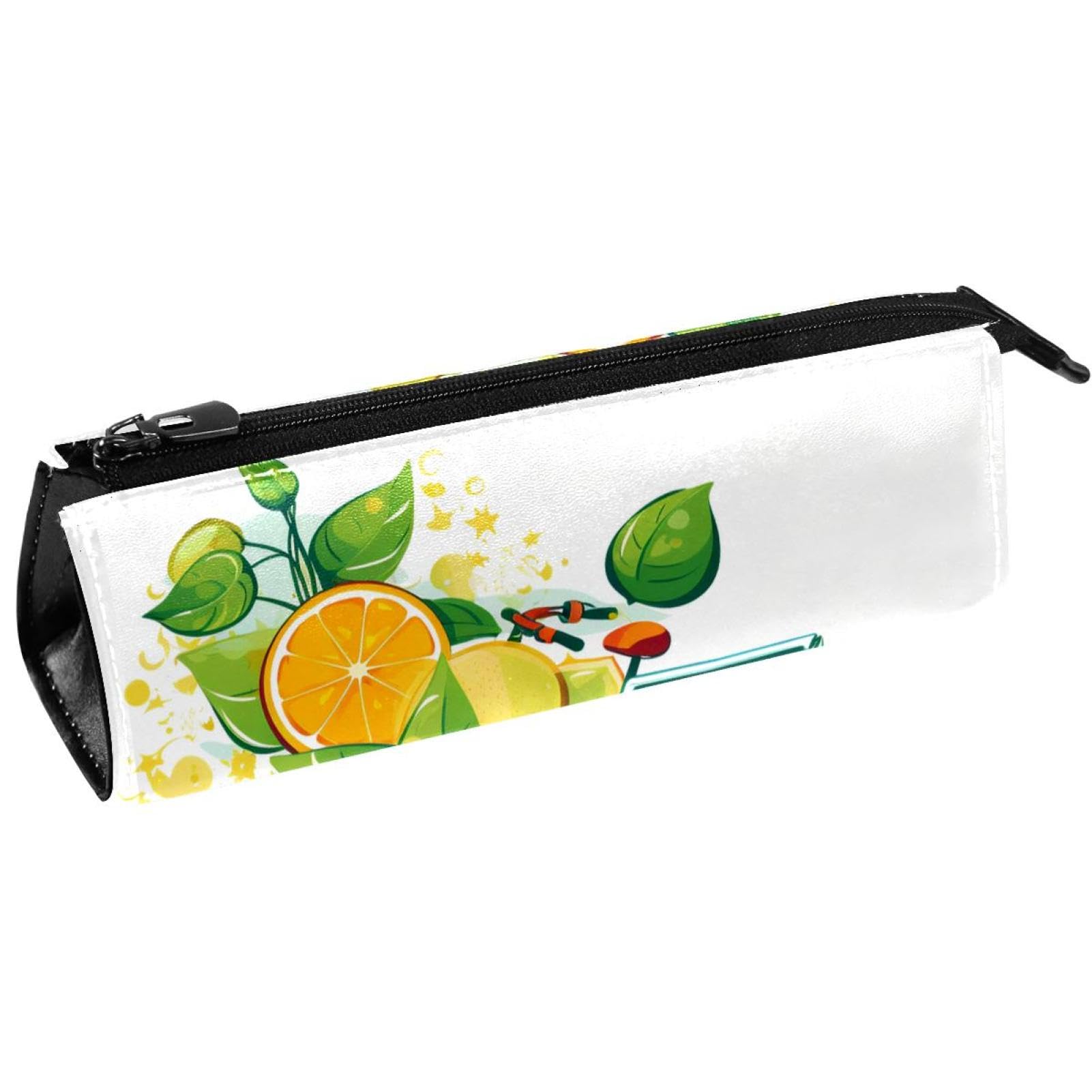 Colorful Pencil Case Pouch for School & Office - Durable Pen Holder with Bike Wheels Lemon & Orange Design - Perfect for Students, Artists & Professionals - Great for Backpacks, Desks & Travel