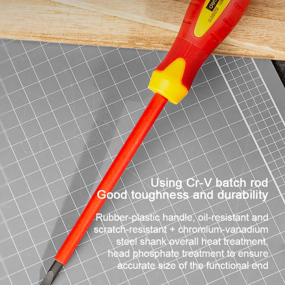 Red & Yellow Insulated Slotted Screwdriver - Electrical Tool for Safe Wiring & Home Repairs