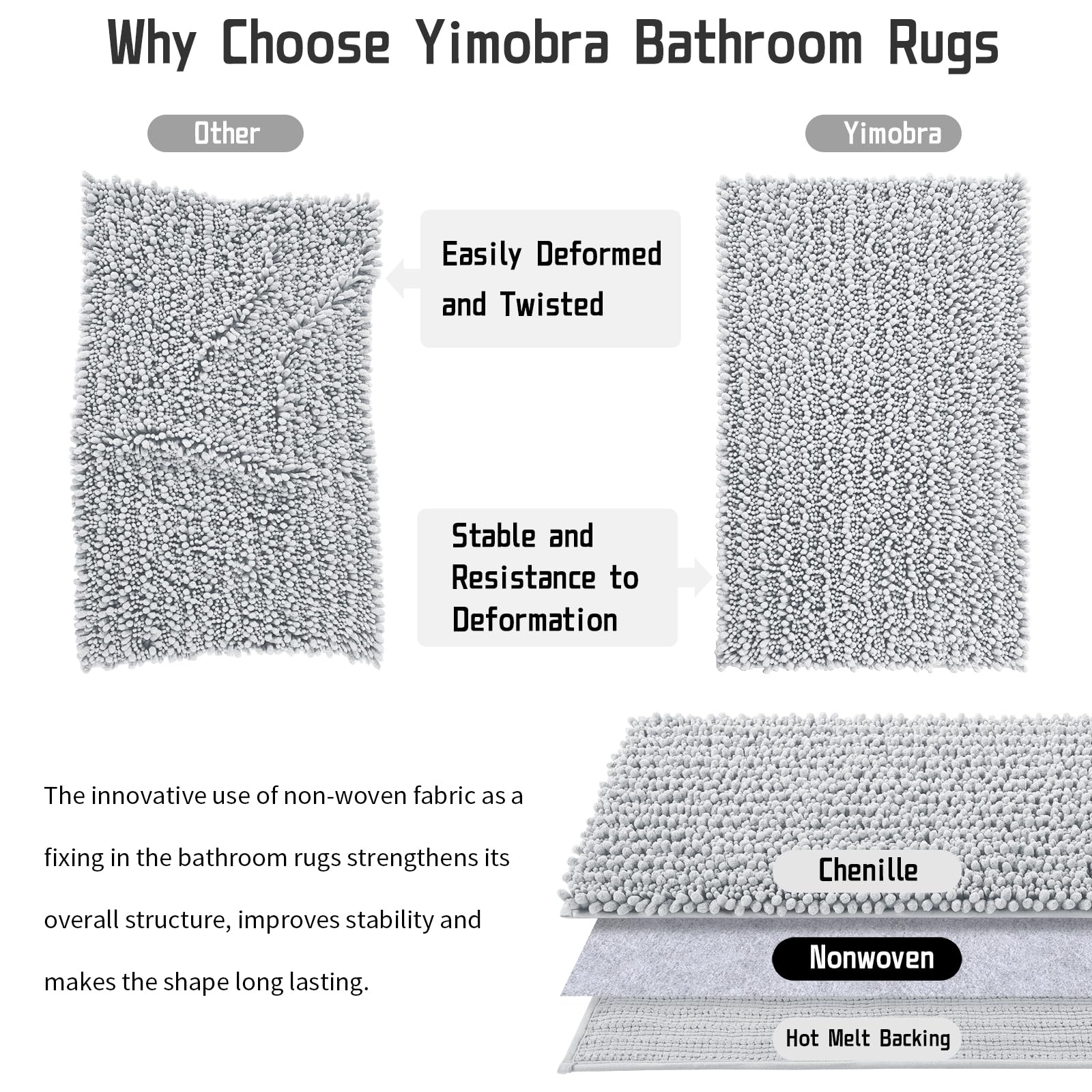 Non-Slip Silver Bath Mat - Soft Absorbent Quick Dry for Bathroom & Bedroom Decor