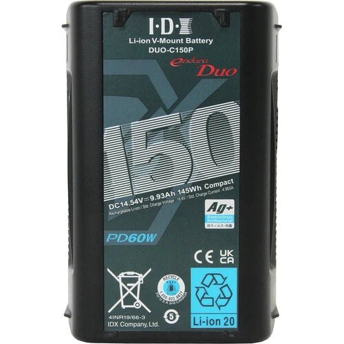 IDX System Technology DUO C150P 145Wh High Capacity V-Mount Lithium-Ion Battery for DSLR Cameras, Cinema Cameras, and Video Production Equipment