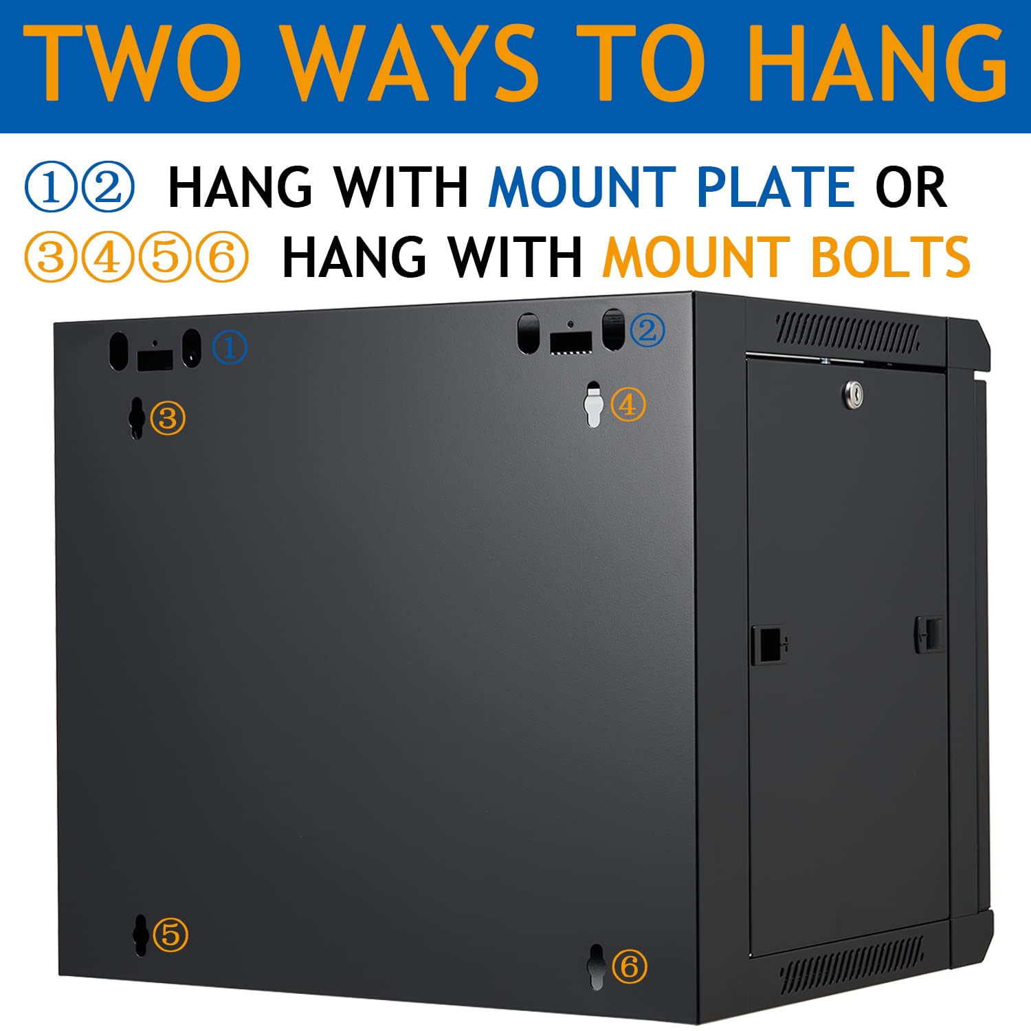 9U Wall Mount Server Cabinet with Glass Door & Vented 1U Rack Shelf - Network Equipment Enclosure for Home Office, Data Center, and IT Closet Organization