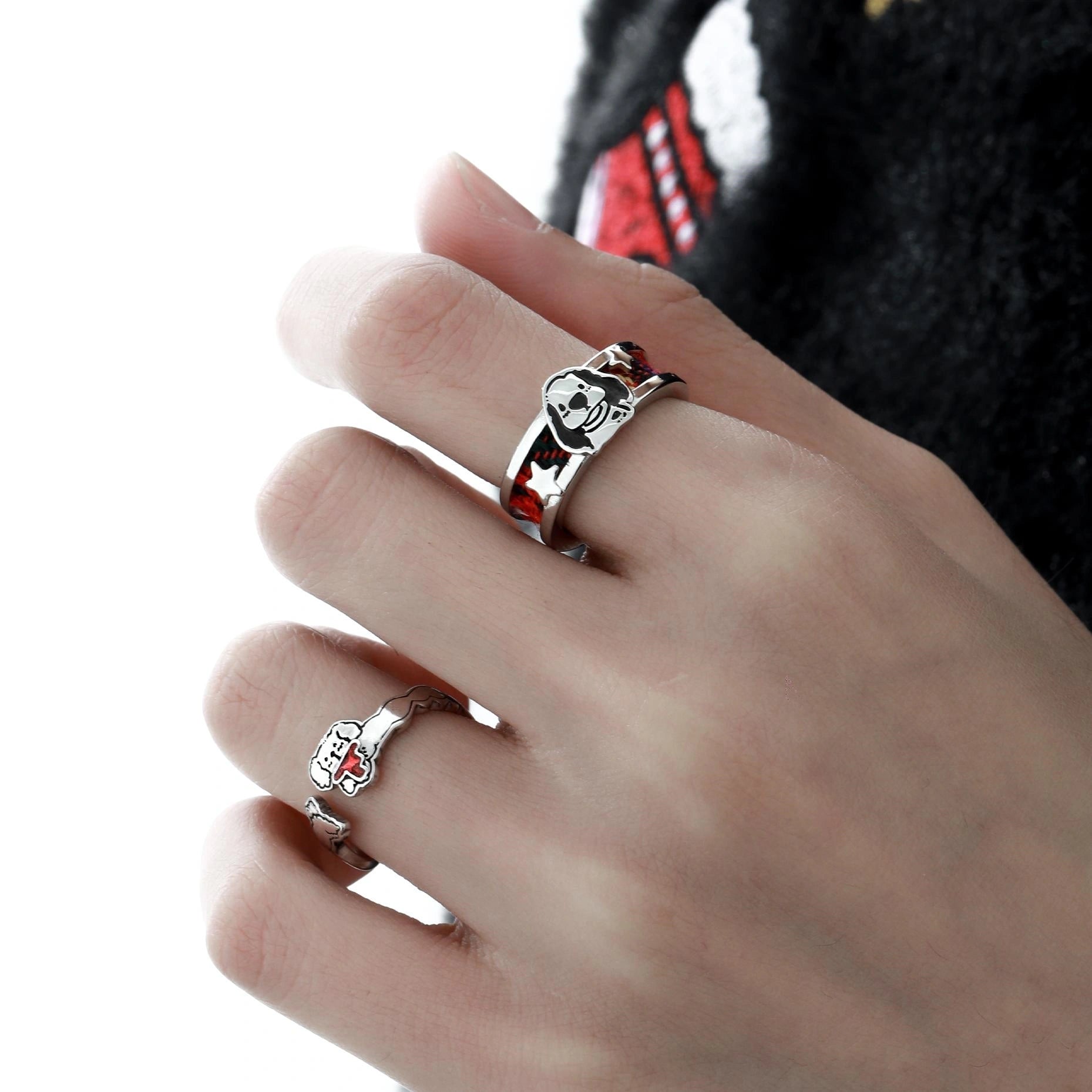 2024 Christmas Kitten & Puppy S925 Sterling Silver Adjustable Tartan Rings - Perfect Holiday Gift for Pet Lovers, Couples & Friends - Great for Christmas Parties, Stocking Stuffers & Festive Jewelry Gifts